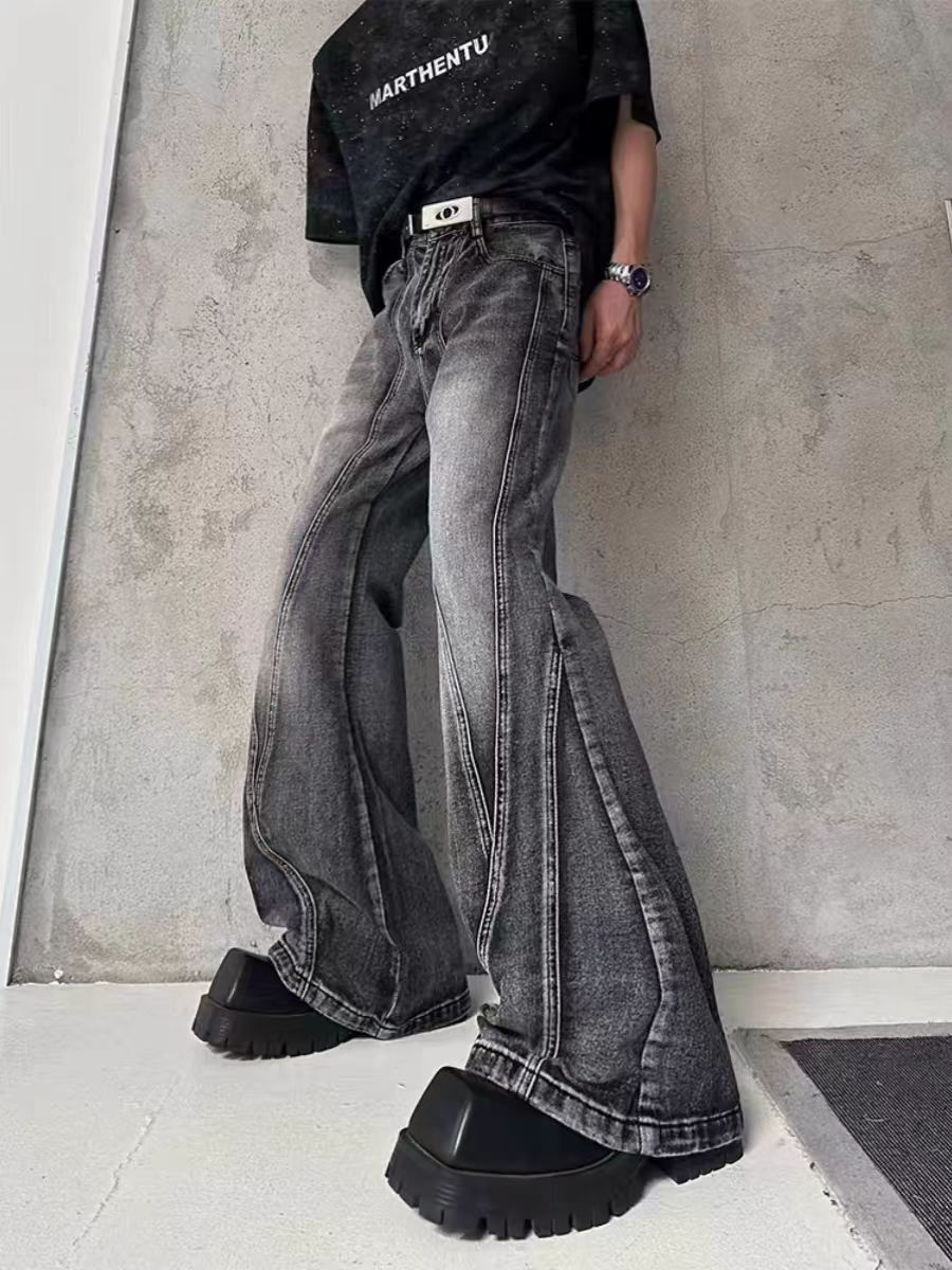 Japanese Brand × Jean Washed and Distressed Irregular Micro Flare Jeans Size US 32 / EU 48 - 1 Thumbnail