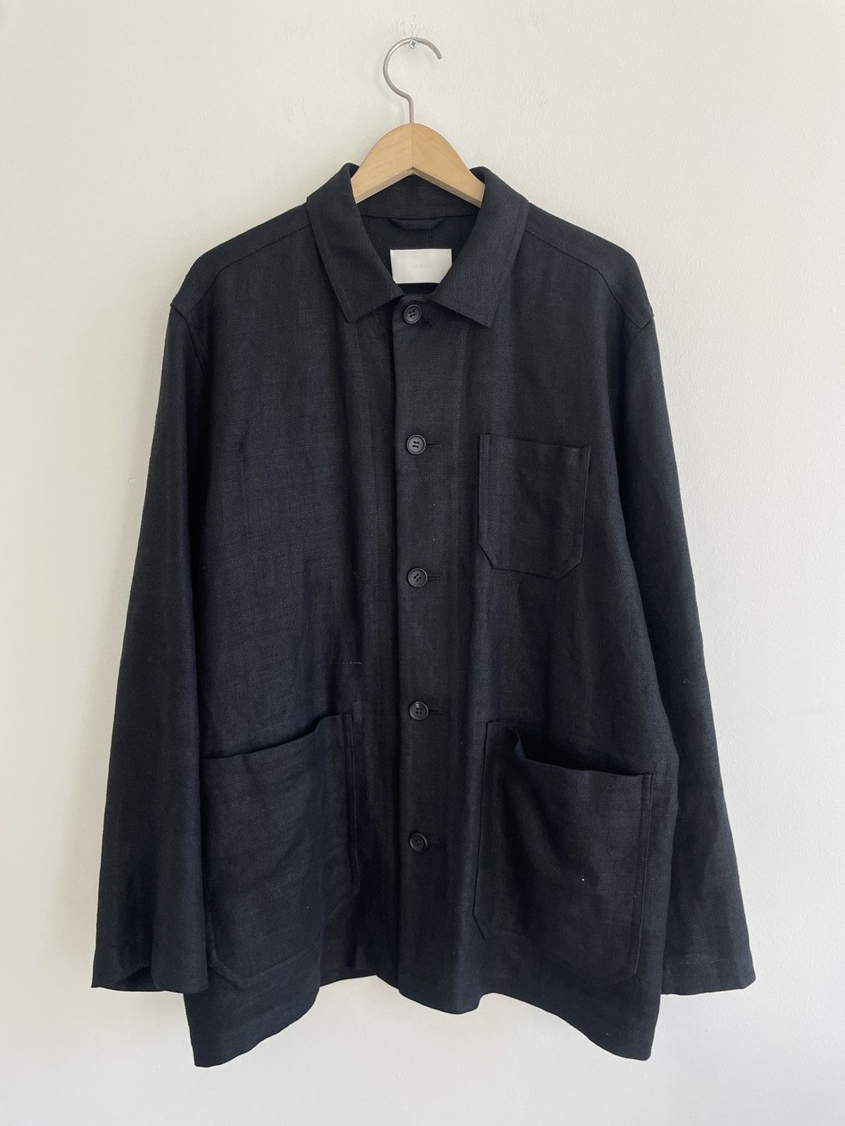 image of Chcm x Niuhans Black Linen Coverall Jacket Size 4, Men's