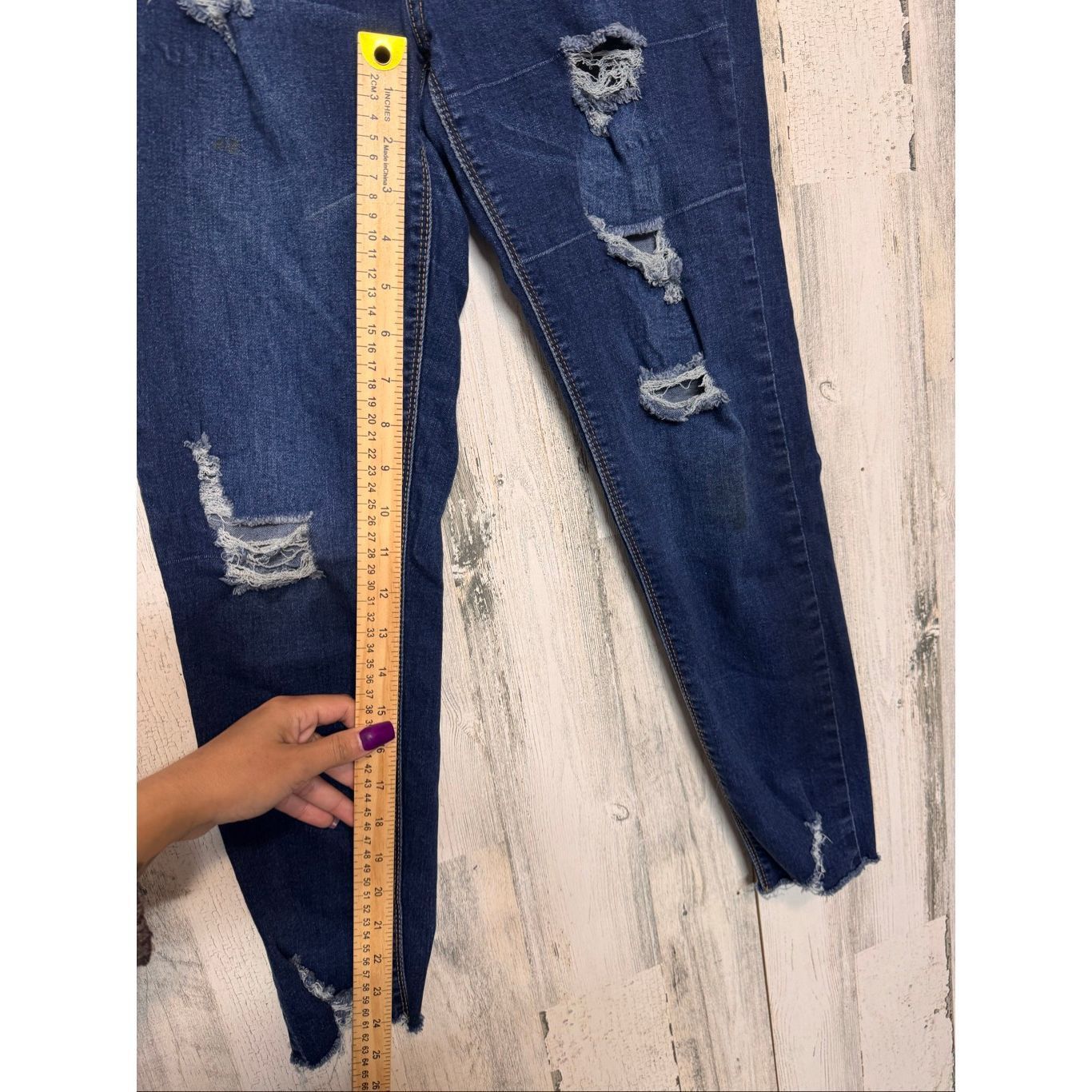 Other Flying Angel High Rise Distressed Skinny Jeans Dark Wash Button Fly – Size 9 Size 28" / US 6 / IT 42 - 4 Thumbnail