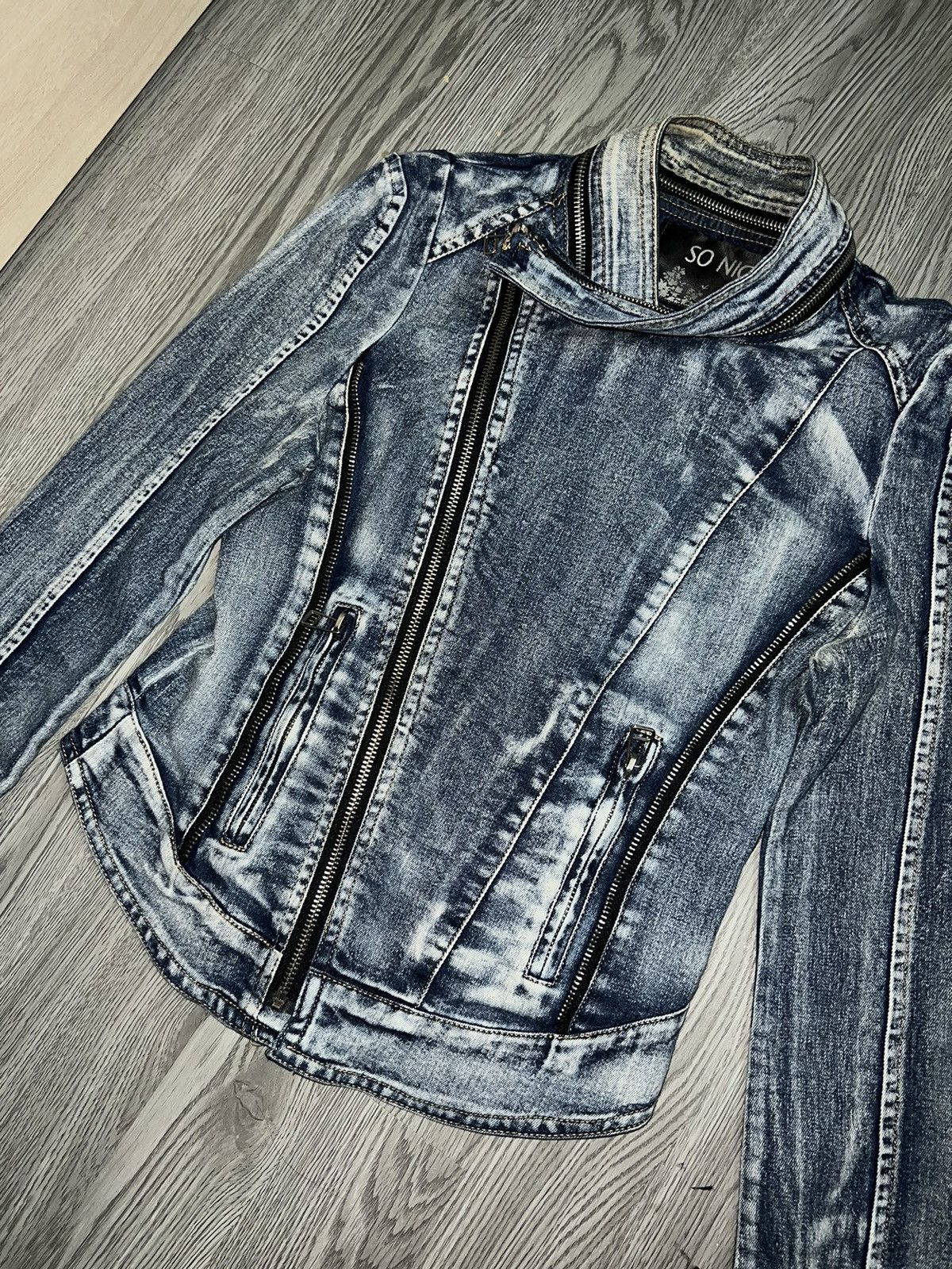 Japanese Brand So Nice Y2k denim moto jacket 🦋🖤 Size M / US 6-8 / IT 42-44 - 8 Thumbnail