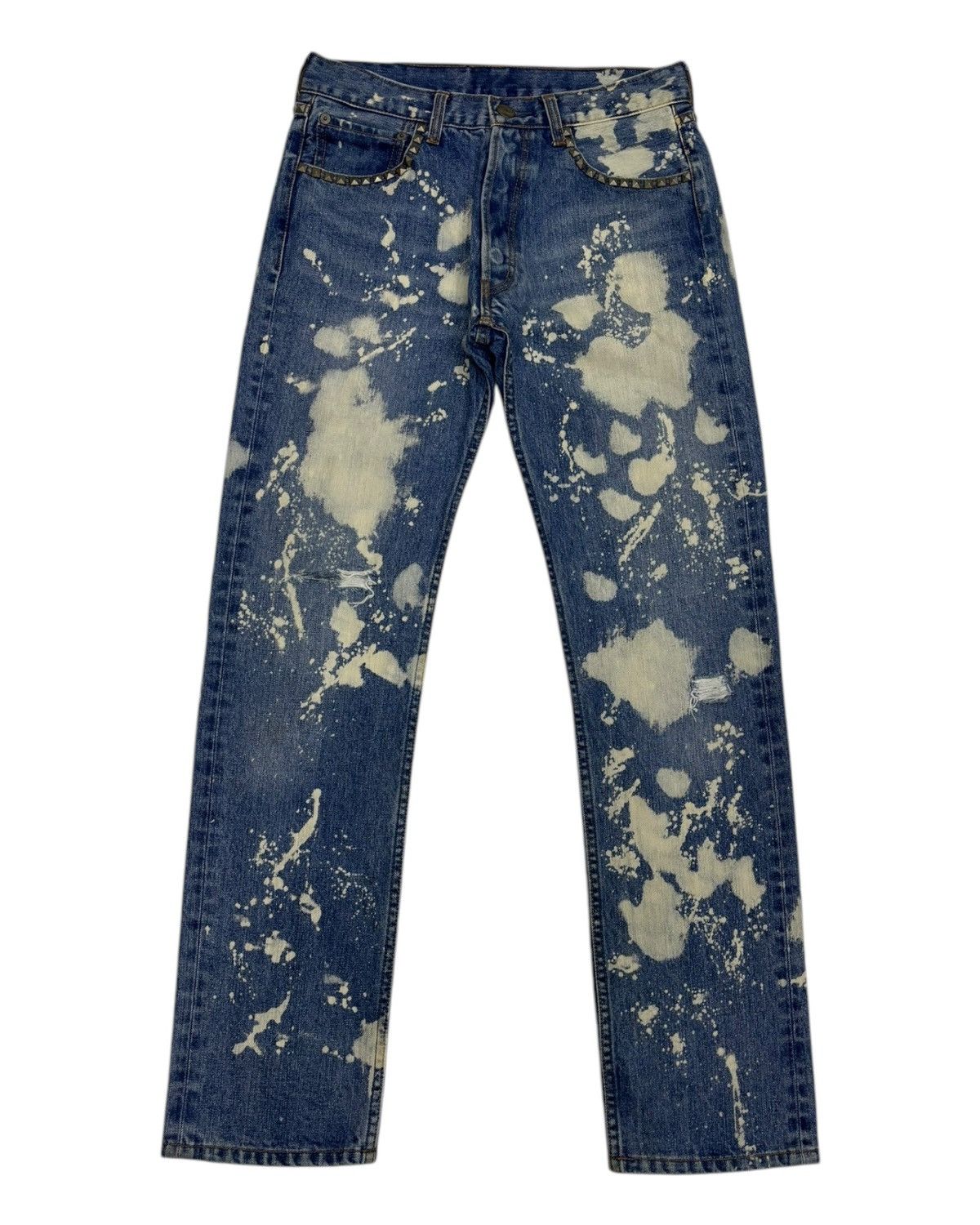 If Six Was Nine × Isamu Katayama Backlash × Yasuyuki Ishii RARE! Metal Studded Bleach Jeans Soareak Straight Jeans Size US 29 - 7 Thumbnail