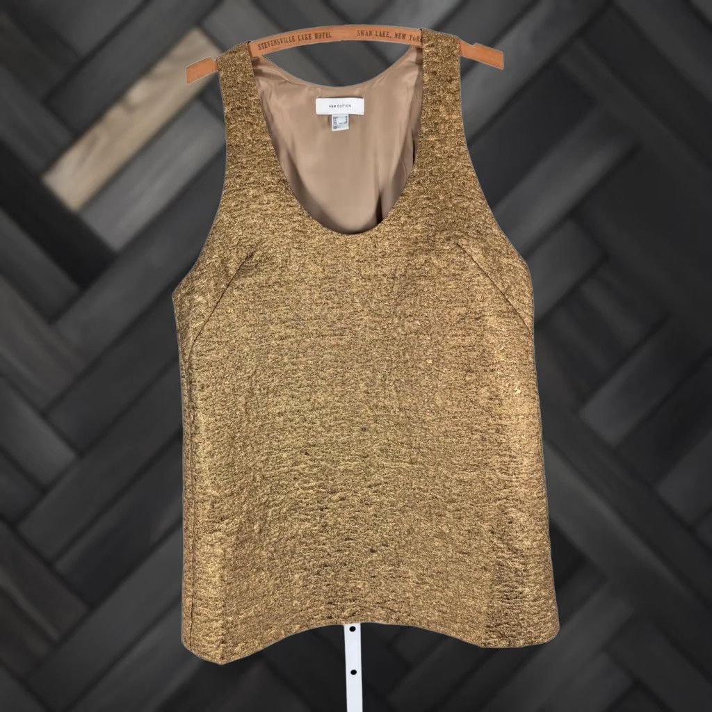 H&M H&M Edition Gold Metallic Jacquard Weave Sleeveless Shift Mini Dress Womens M Size M / US 6-8 / IT 42-44 - 1 Thumbnail