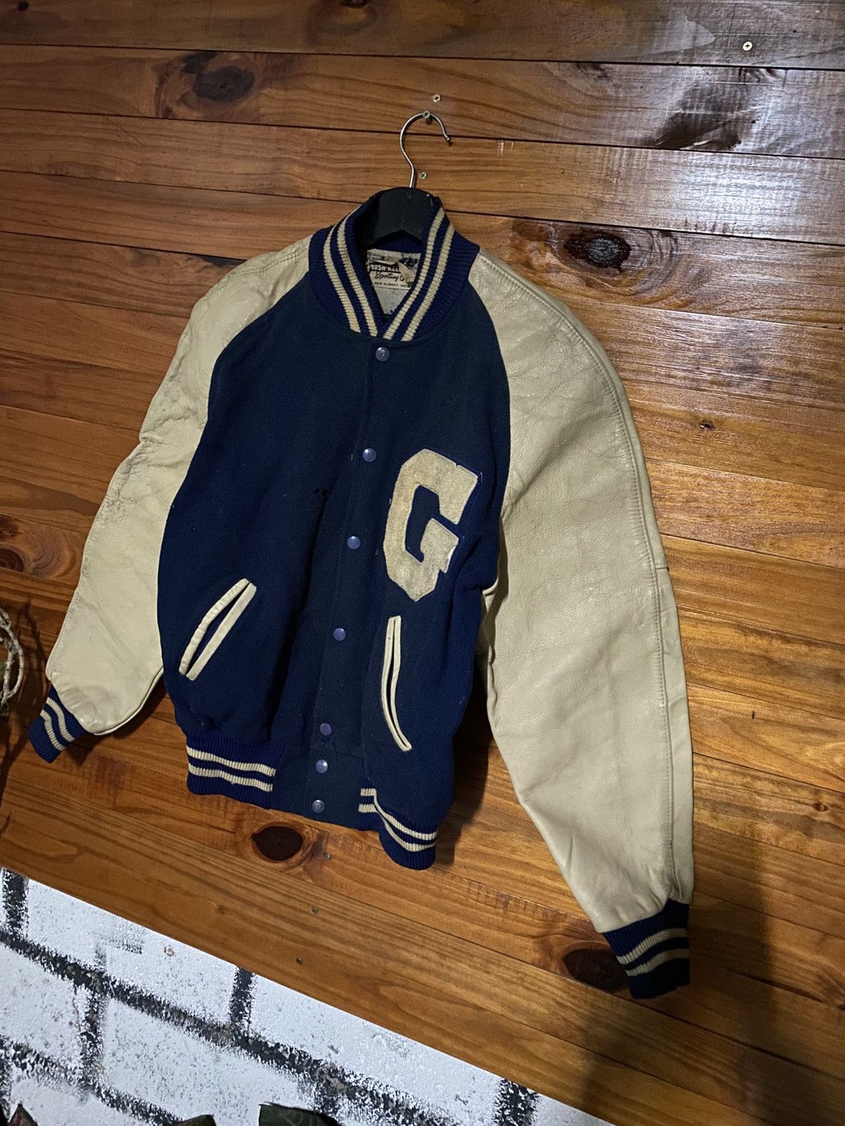 Vintage Vintage 1940s–1950s Bush–Keller Varsity Jacket Navy Wool Size US S / EU 44-46 / 1 - 4 Thumbnail