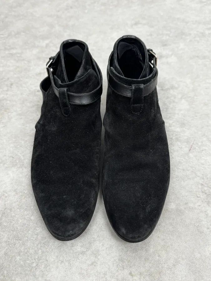 Saint Laurent Paris 2000s Saint Laurent Black Suede Low Buckle Boots Size US 8 / EU 41 - 3 Thumbnail