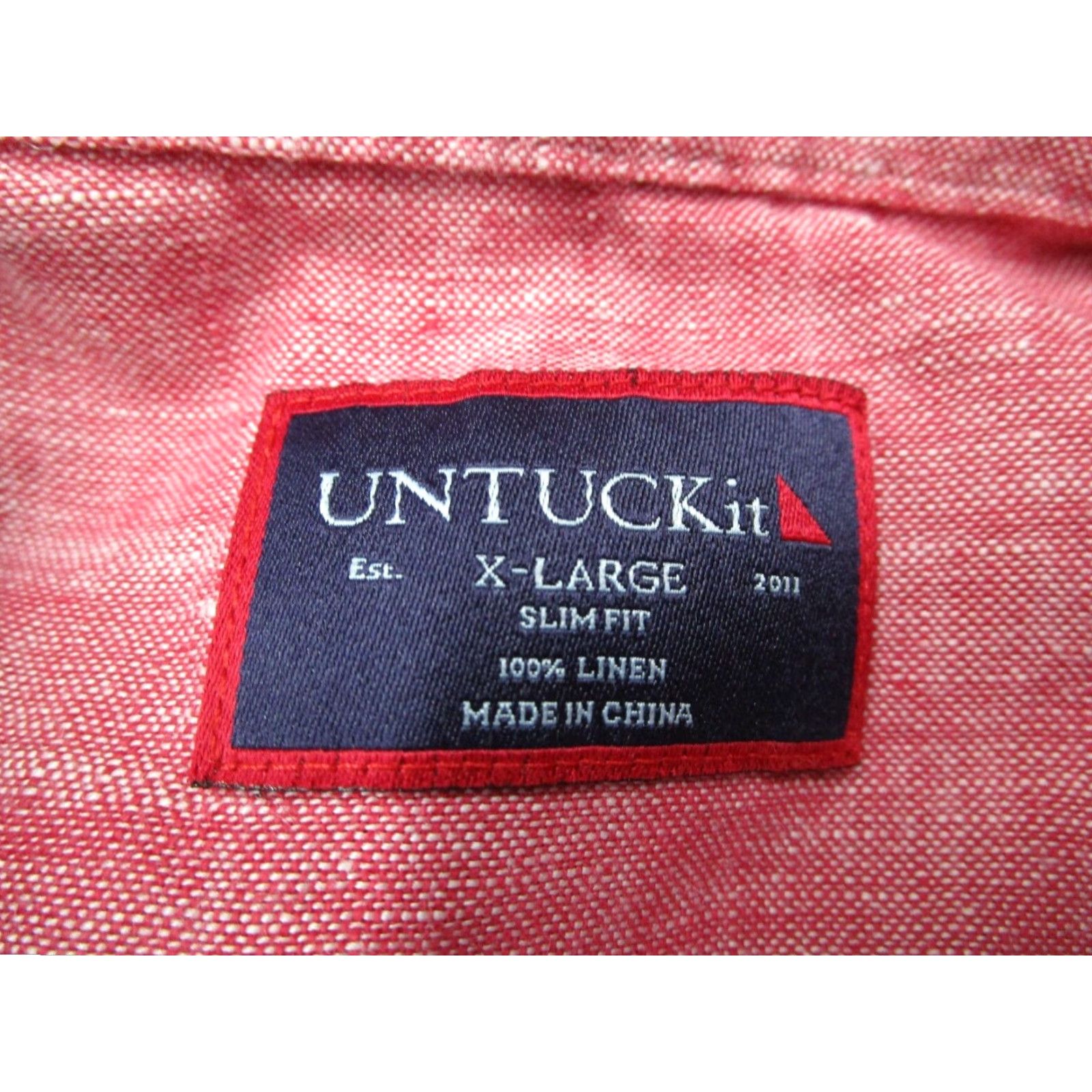 UNTUCKit Untuckit Mens Slim Fit Linen Shirt Extra Large XL Red Certan De May Size US XL / EU 56 / 4 - 3 Thumbnail