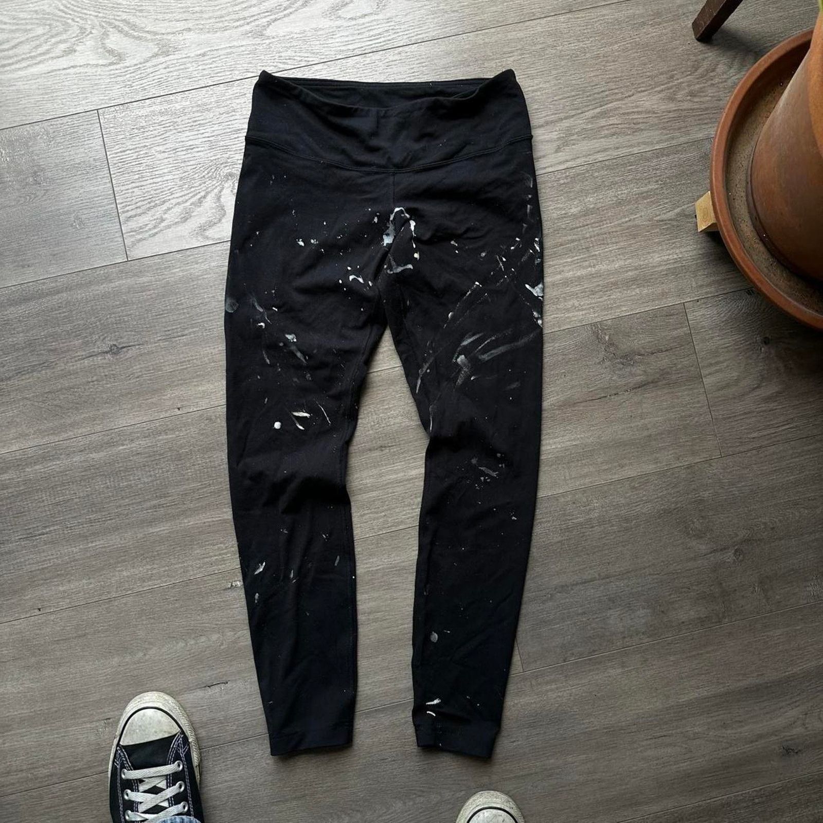 Lululemon × Vintage Painter Thrashed Lulu Lemon Black Leggings Yoga Pants Size 28" / US 6 / IT 42 - 2 Thumbnail