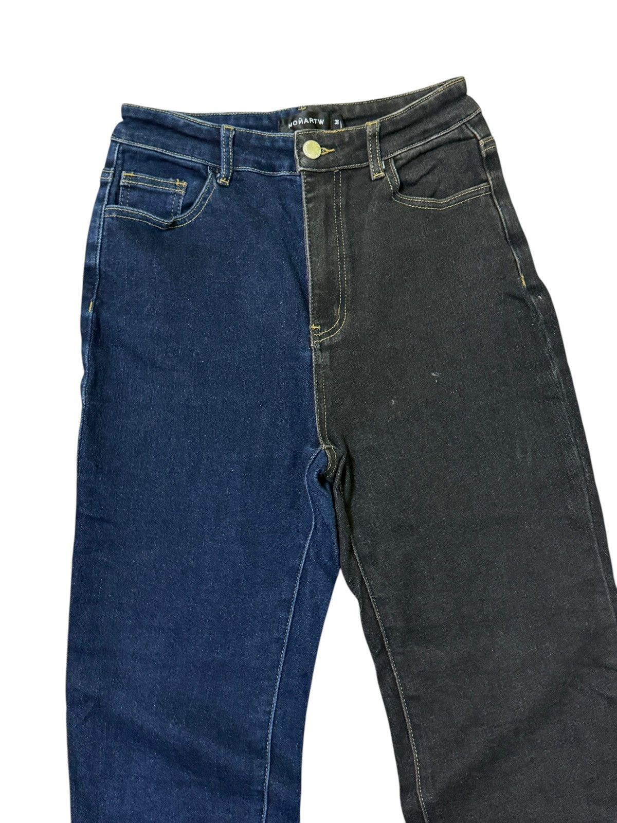Designer × Japanese Brand SKINNY STRETCHED MONATRW RECONSTRUCTED DISTRESSED DENIM Size 24" / US 00 / IT 34 - 4 Thumbnail