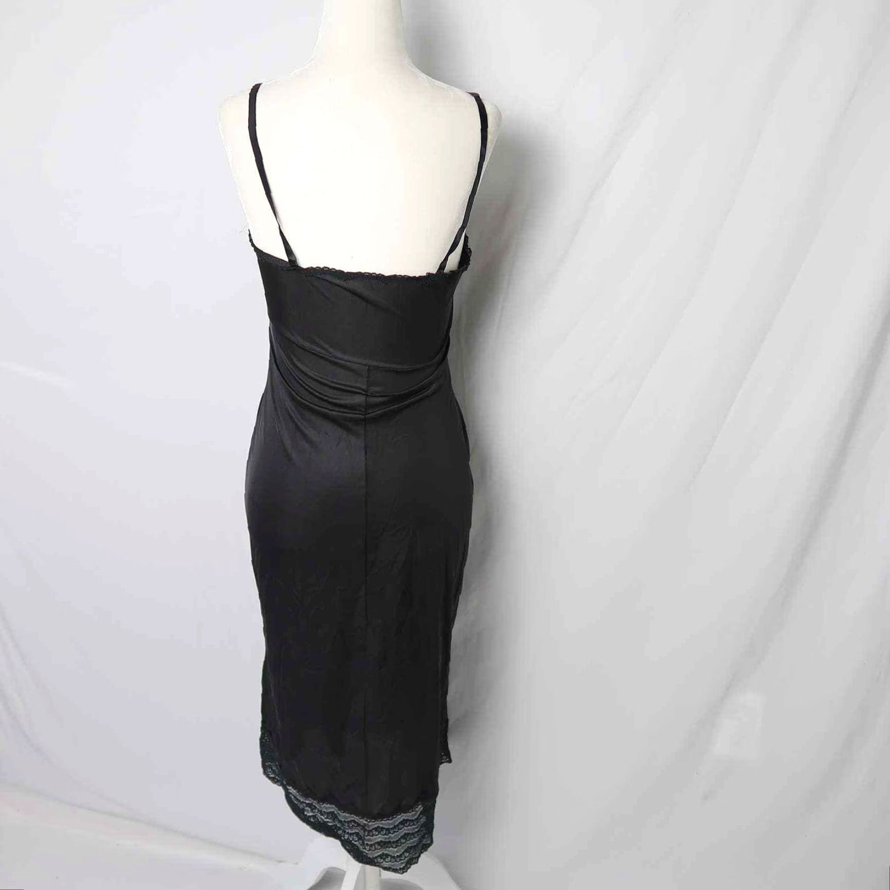 Henson VINTAGE 80s Henson Kickernick black lace trim midi slip dress S Size S / US 4 / IT 40 - 4 Thumbnail