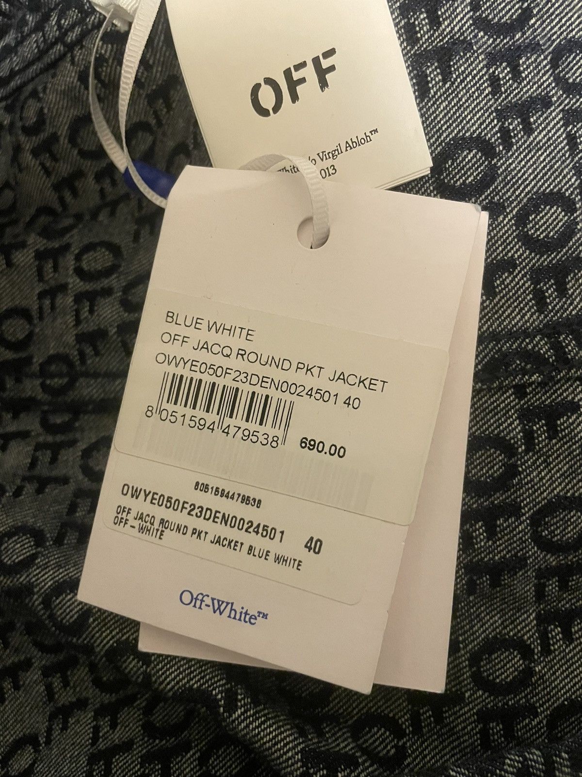 Vintage (2013) OFF-WHITE Round Packet Jacquard Jacket Size US XS / EU 42 / 0 - 2 Thumbnail