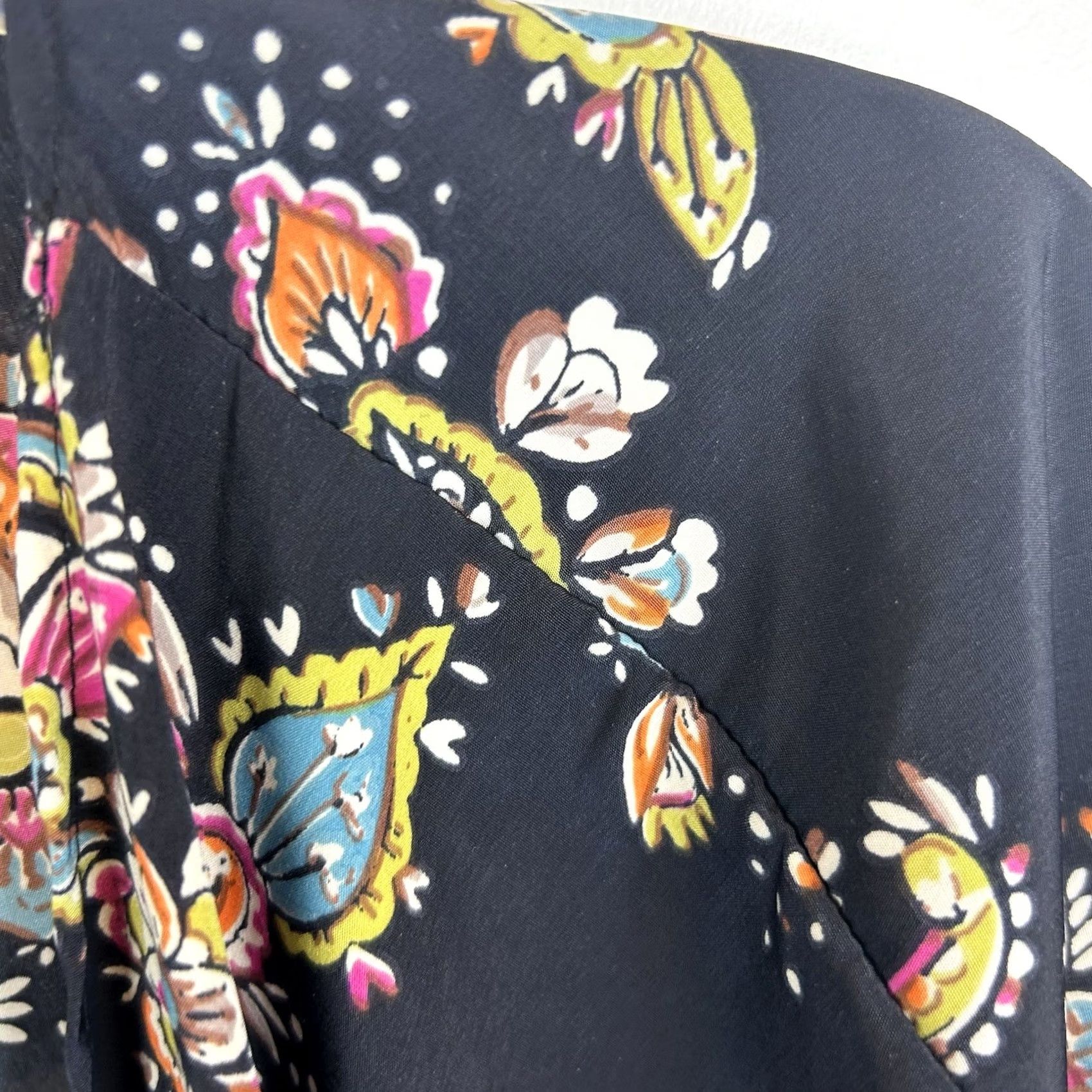 Vintage Boho Floral Kimono Medium Womens Long Oversized Festival Whimsigoth Topper Layer Size M / US 6-8 / IT 42-44 - 5 Thumbnail