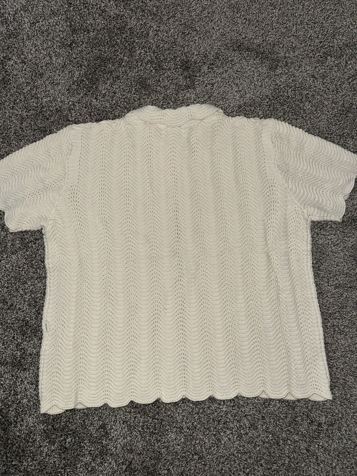 YITAI Yitai Ivory Shale Stitch Button Up Short Sleeve Shirt (L) Size US L / EU 52-54 / 3 - 4 Thumbnail