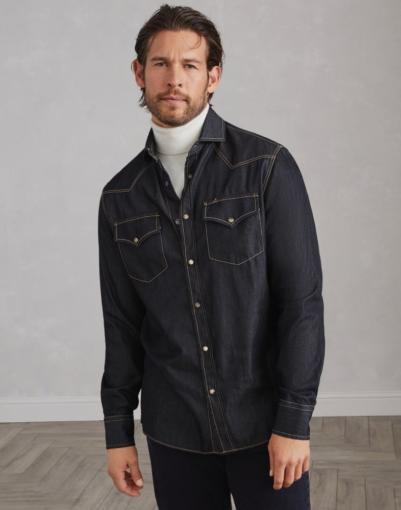 Brunello Cucinelli o1w1db10825 Denim Shirt in Grey Size US M / EU 48-50 / 2 - 1 Thumbnail