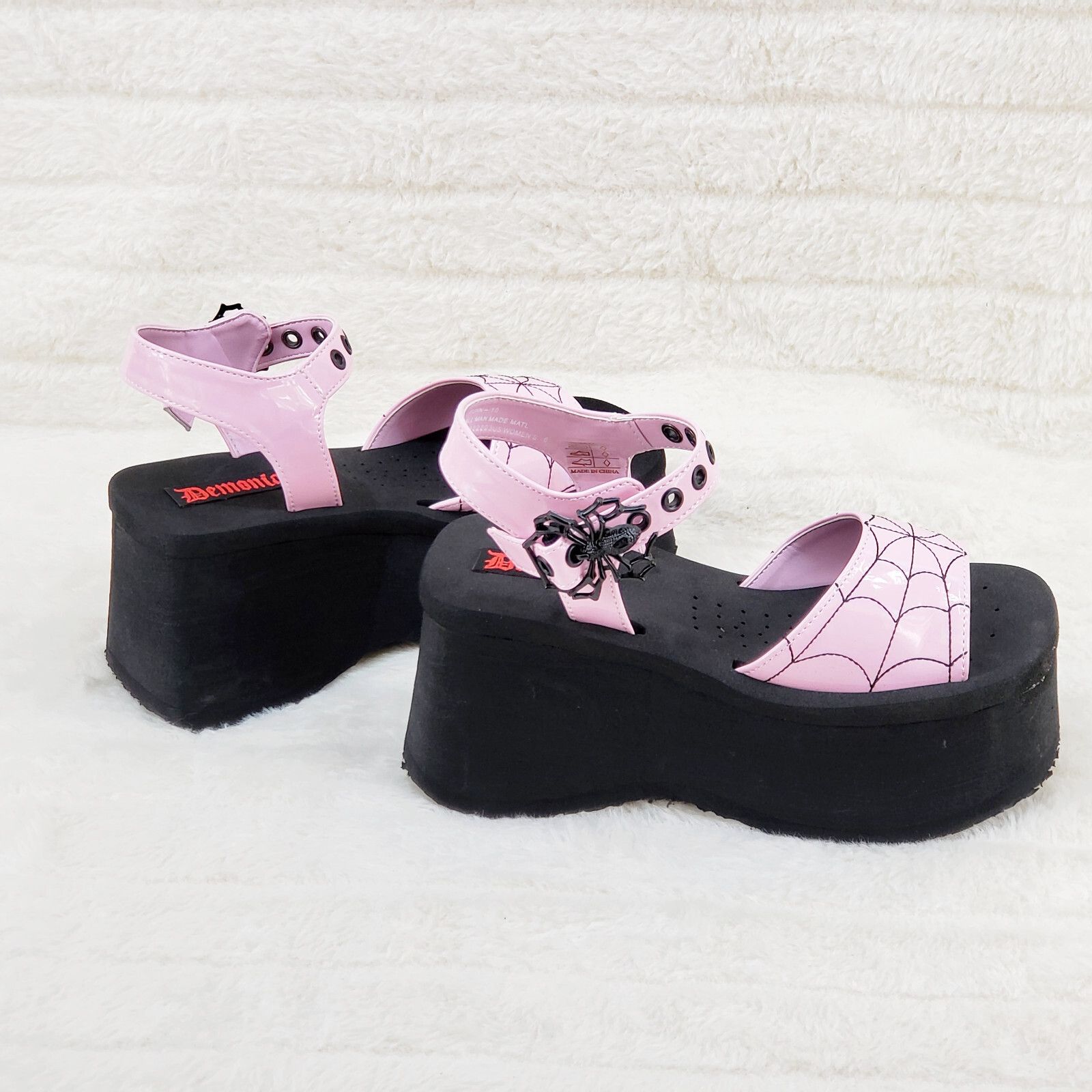 Other DEMONIA Funn Goth Spider Web Platform Sandals Shoes Pink Hol Size US 9 / IT 39 - 3 Thumbnail