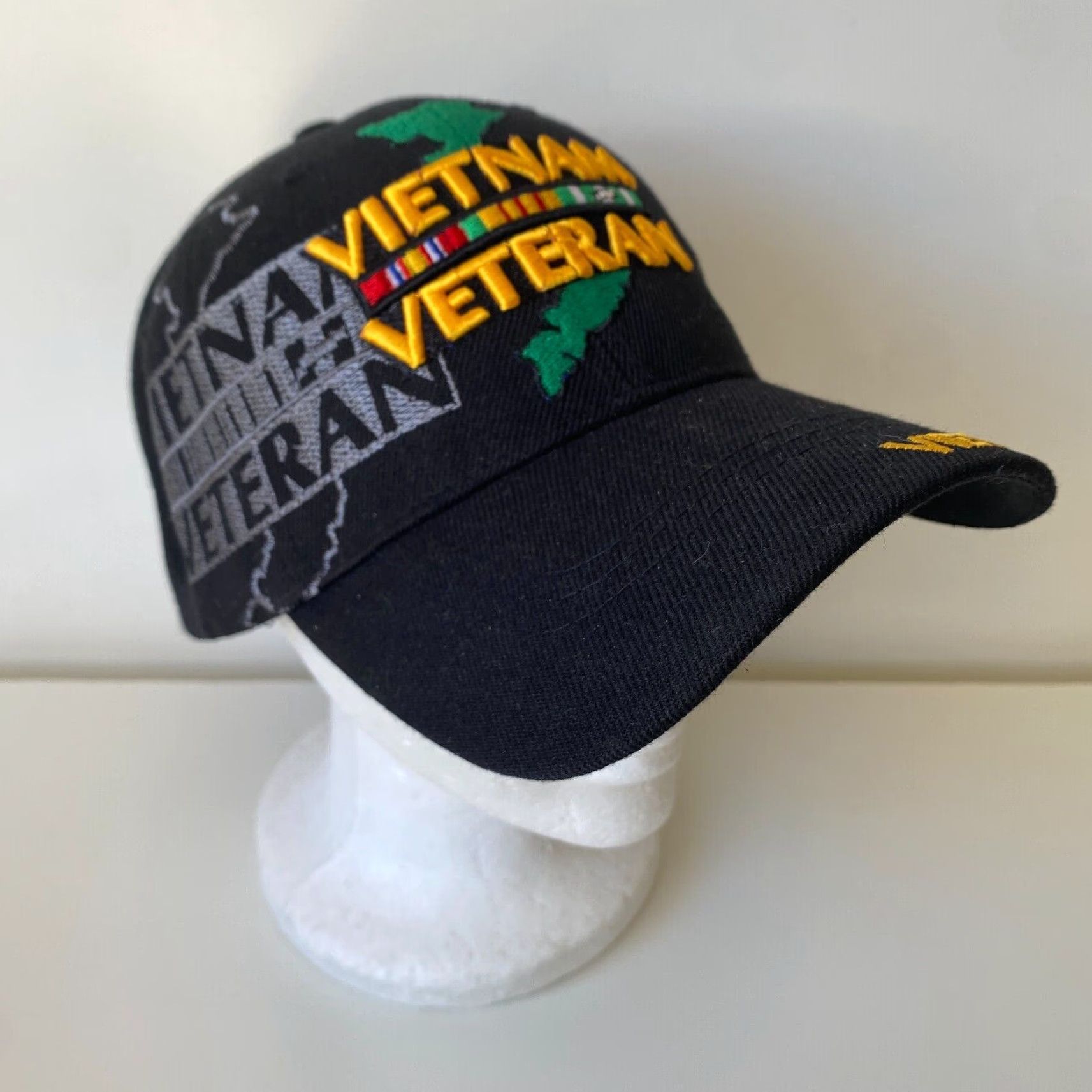 Logo 7 VINTAGE US Warriors Vietnam Veteran Vet Black Big Embroidered Logo Strapback Hat Size ONE SIZE - 2 Thumbnail
