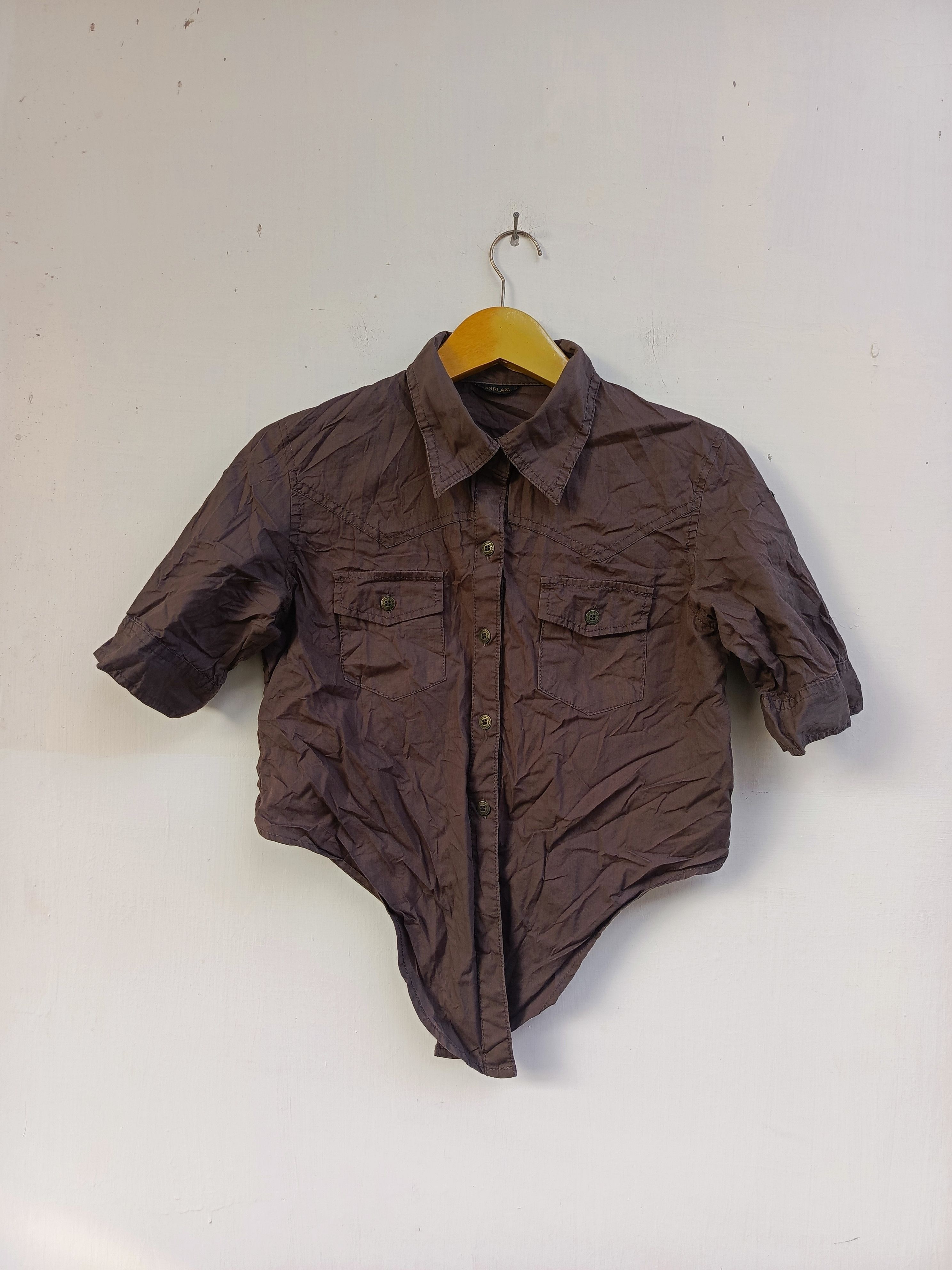Japanese Brand Cornflake crop shirt button Size L / US 10 / IT 46 - 1 Thumbnail