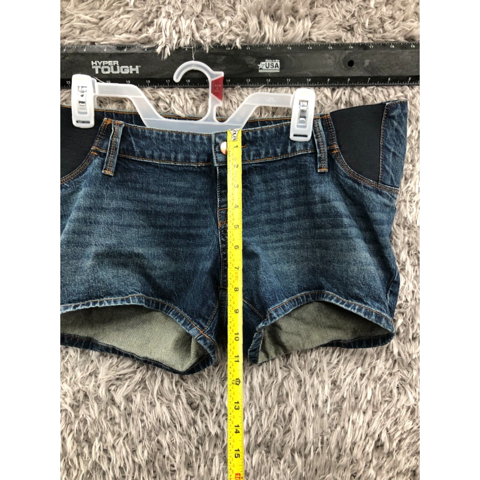 Denime Ingrid & Isabel Maternity Denim Blue Jeans Mid Rise Dark Wash 5-Pocket 28" Waist Short Womens Size 6 Size 28" / US 6 / IT 42 - 3 Thumbnail
