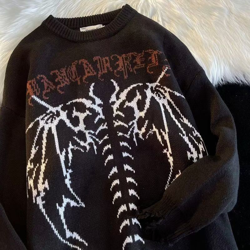 Japanese Brand × Vintage Black Street Retro Wings Print Knitted Sweater Size US L / EU 52-54 / 3 - 2 Thumbnail