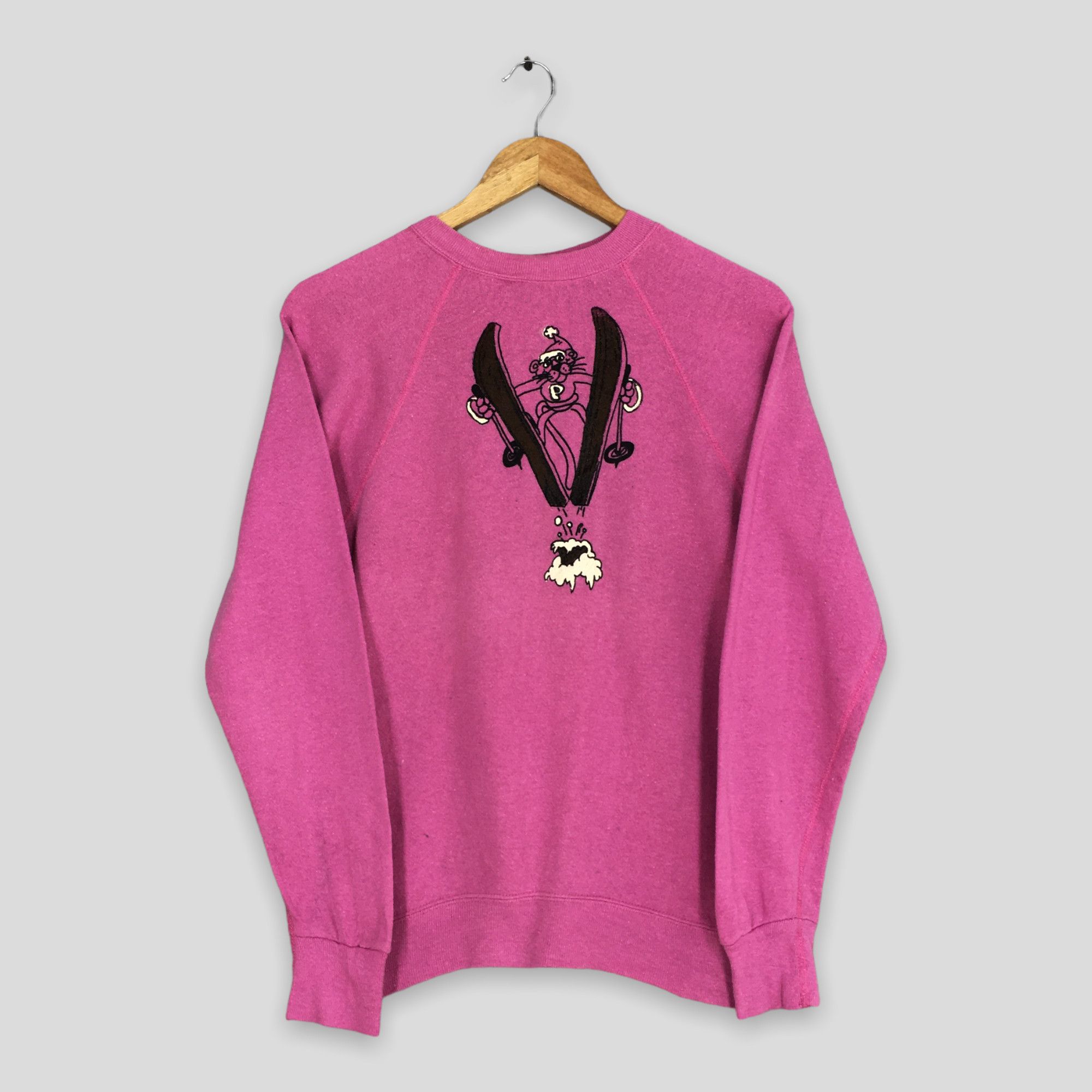 Cartoon Network × Vintage Vintage Pink Panther Play Skiing Pink Sweatshirt XSmall Size US XS / EU 42 / 0 - 1 Thumbnail