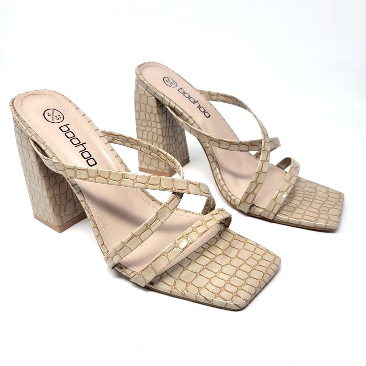 Boohoo Boohoo Faux Croc Strappy Block Heel Sandals Square Toe 6.5 Size US 6.5 / IT 36.5 - 1 Thumbnail