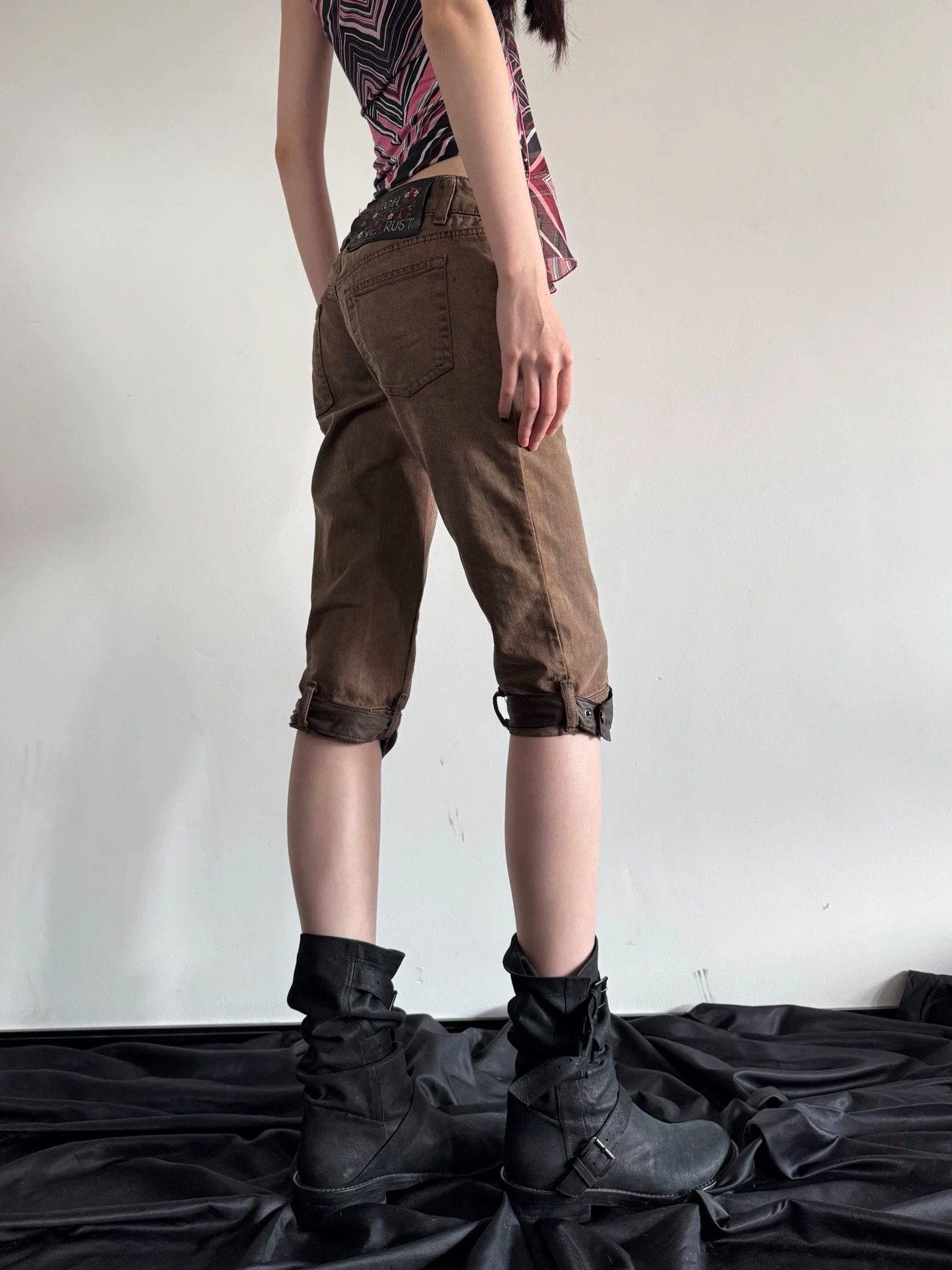 Vintage UK Brand Vintage Denim & Leather Mid-Shorts S Size 26" / US 2 / IT 38 - 7 Thumbnail