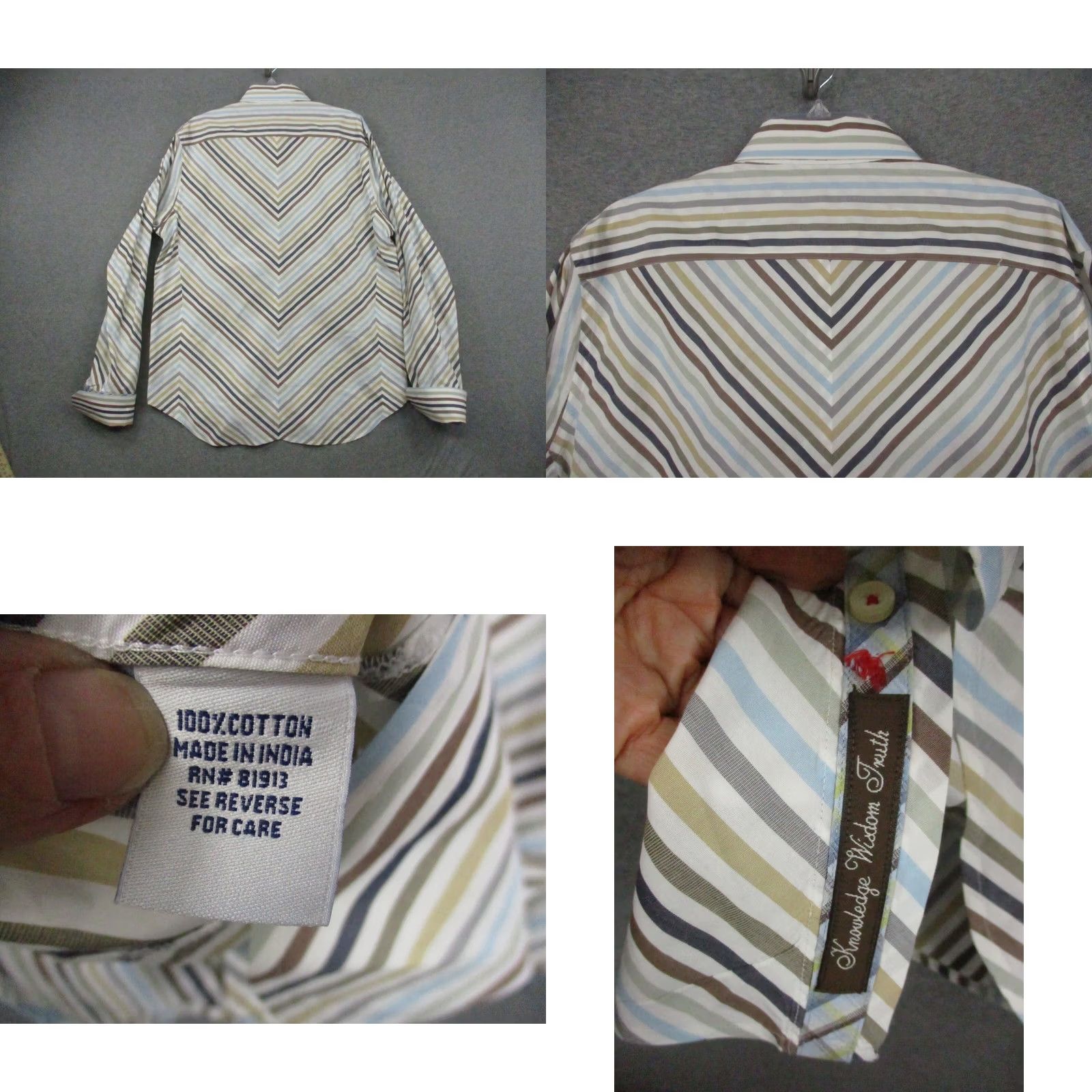 Robert Graham Robert Graham Dress Shirt Mens XL Striped Cotton Button-Up Size 46R - 8 Thumbnail