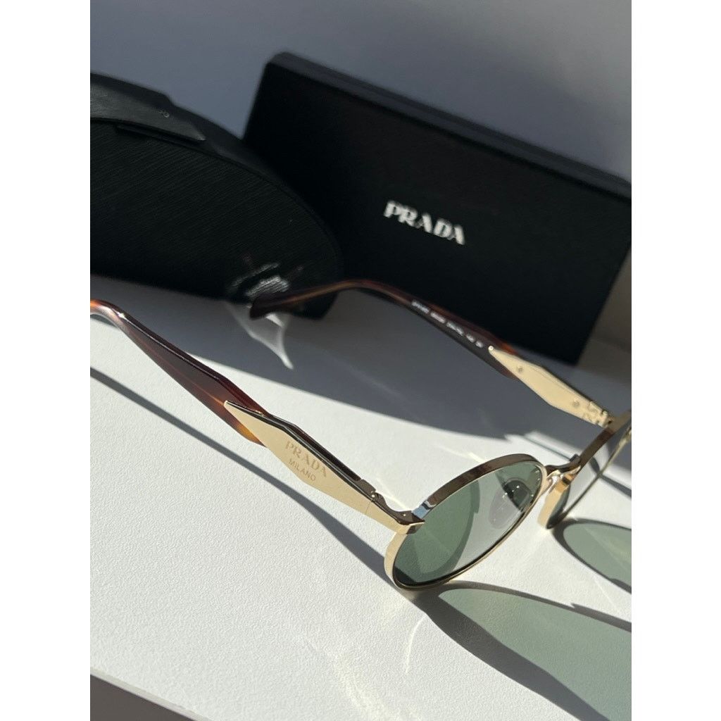 Prada NEW Prada PR65ZS Oval Sunglasses in Gold Green Size ONE SIZE - 8 Thumbnail