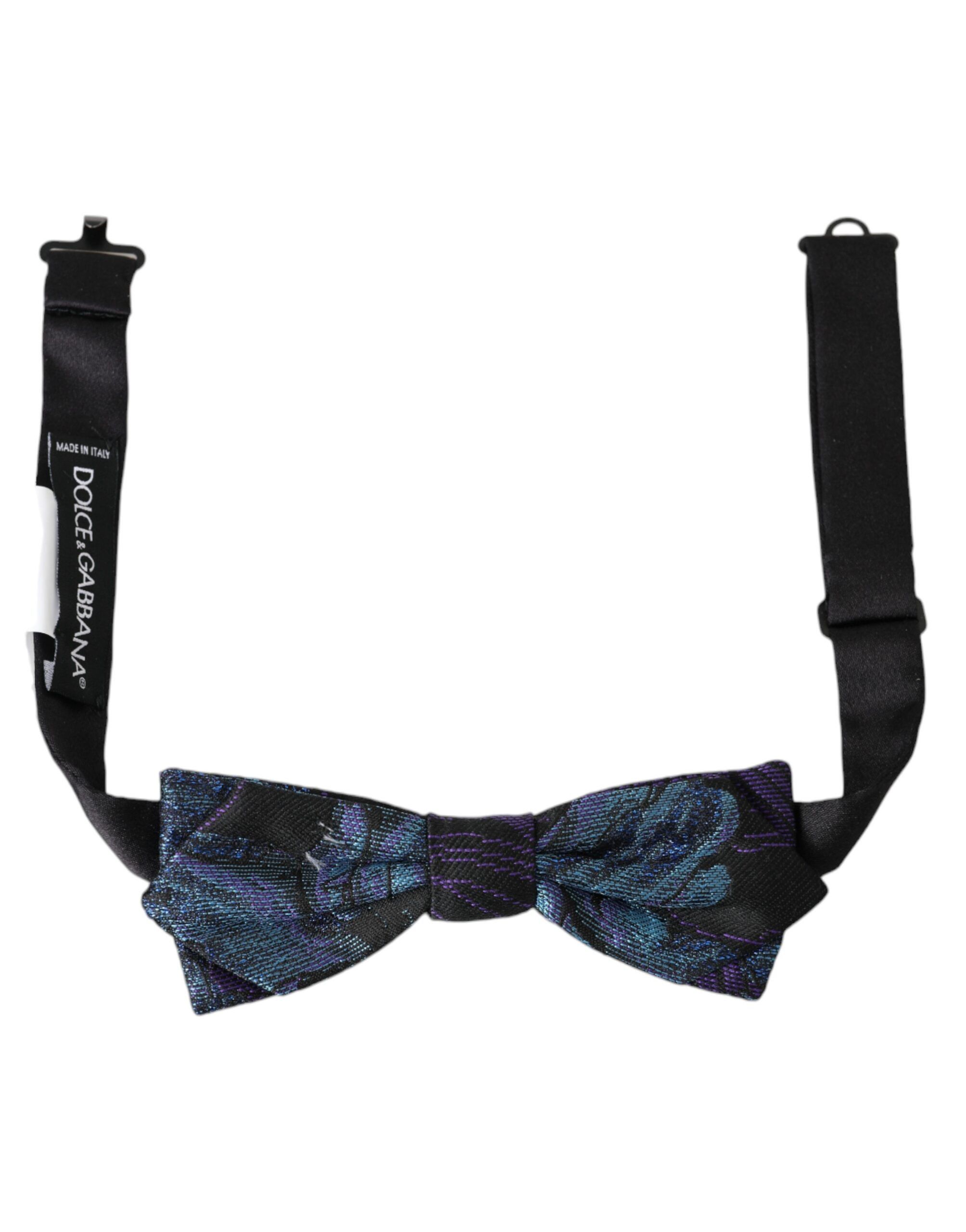 Dolce & Gabbana Black Blue Brocade Adjustable Neck Men Bow Men's Tie Size ONE SIZE - 1 Thumbnail