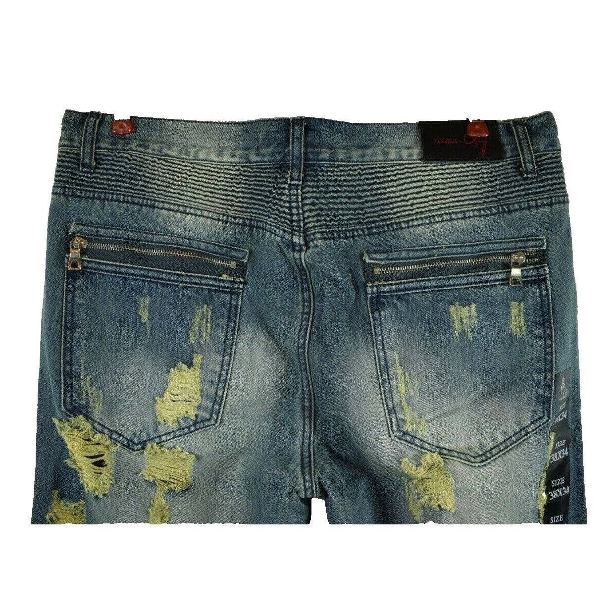 Embellish Embellish Mens 38 x 34 Distressed Blue Biker Jeans New with Size US 38 / EU 54 - 6 Thumbnail