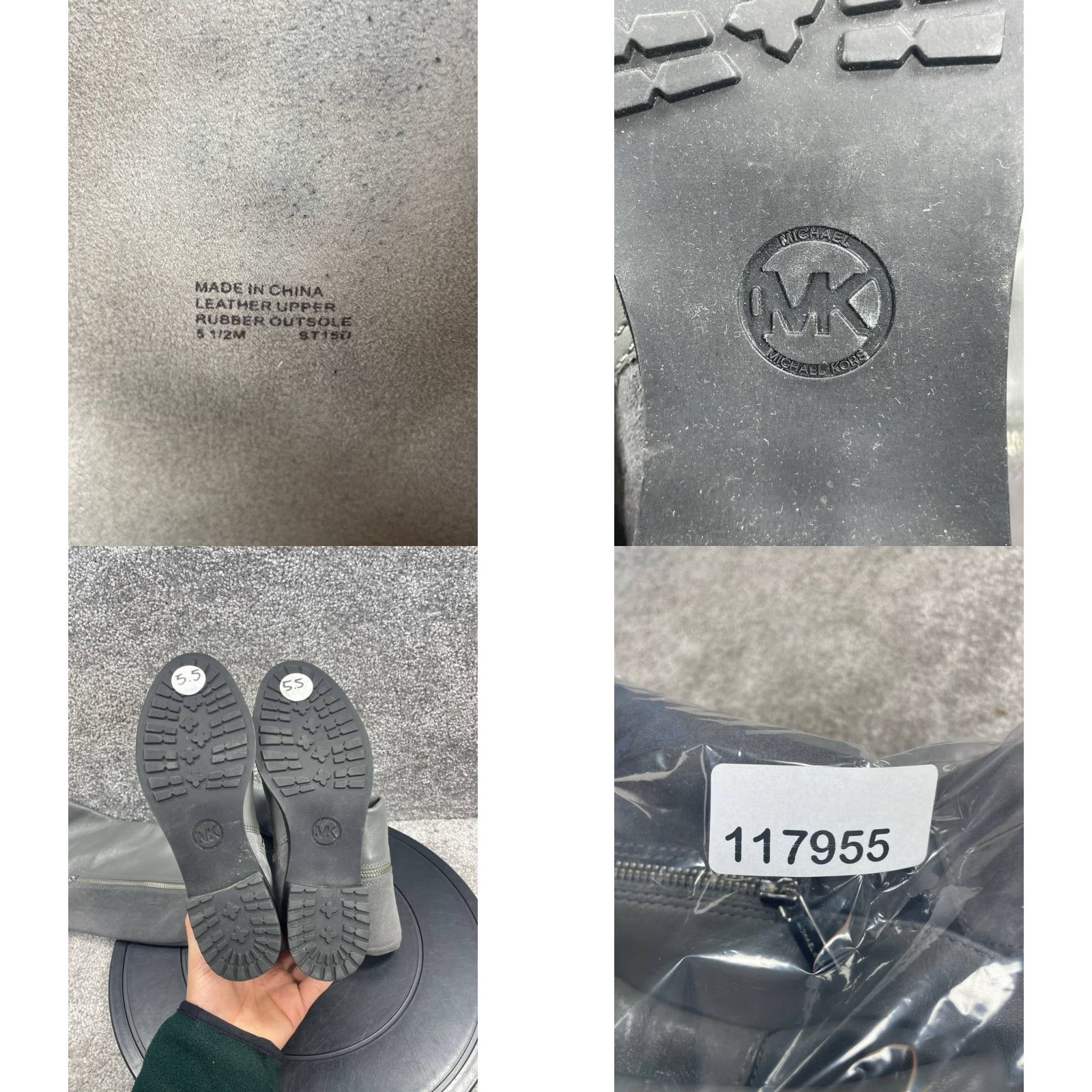 Michael Kors Michael Kors Boots Women Knee High Gray Leather Zip Riding Boot 5.5 M Bromley Size US 5.5 / IT 35.5 - 8 Thumbnail