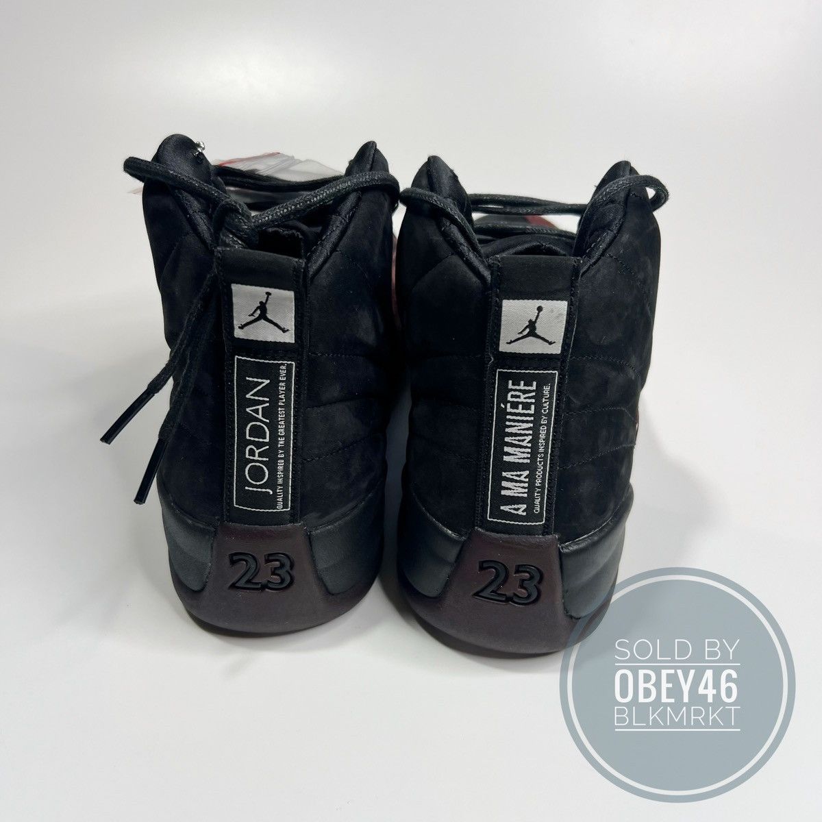 A Ma Maniere × Jordan Brand A Ma Maniere Air Jordan 12 Black Size 9.5M 11 W Size US 9.5 / EU 42-43 - 4 Thumbnail