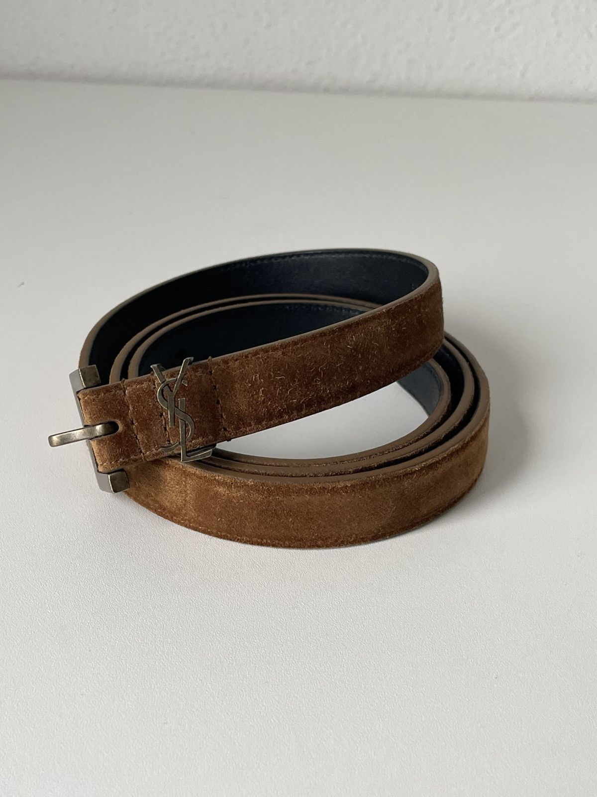 Saint Laurent Paris NEW Saint Laurent Paris Suede Leather Logo Belt Size ONE SIZE - 2 Thumbnail