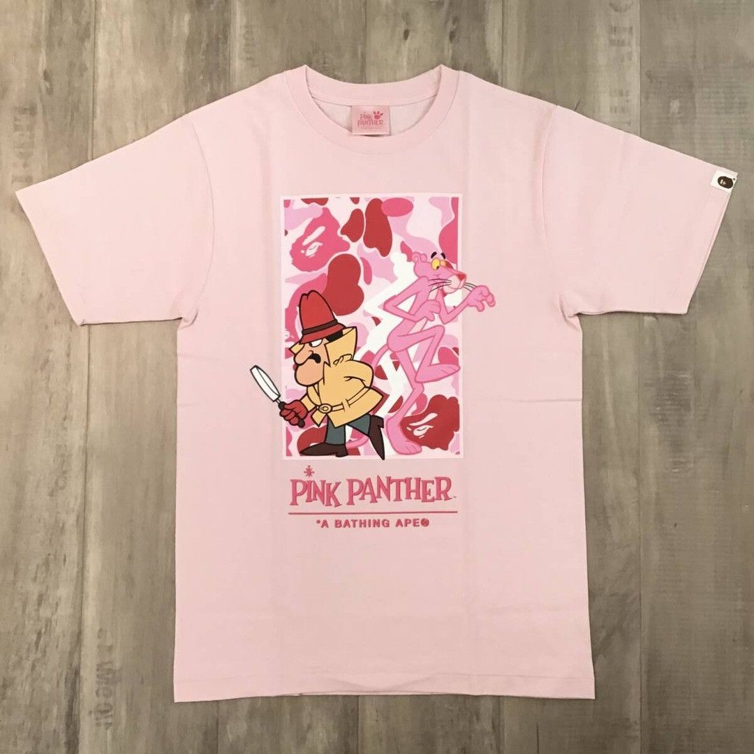 BAPE × Pink Panther ABC camo pink T-shirt a bathing ape