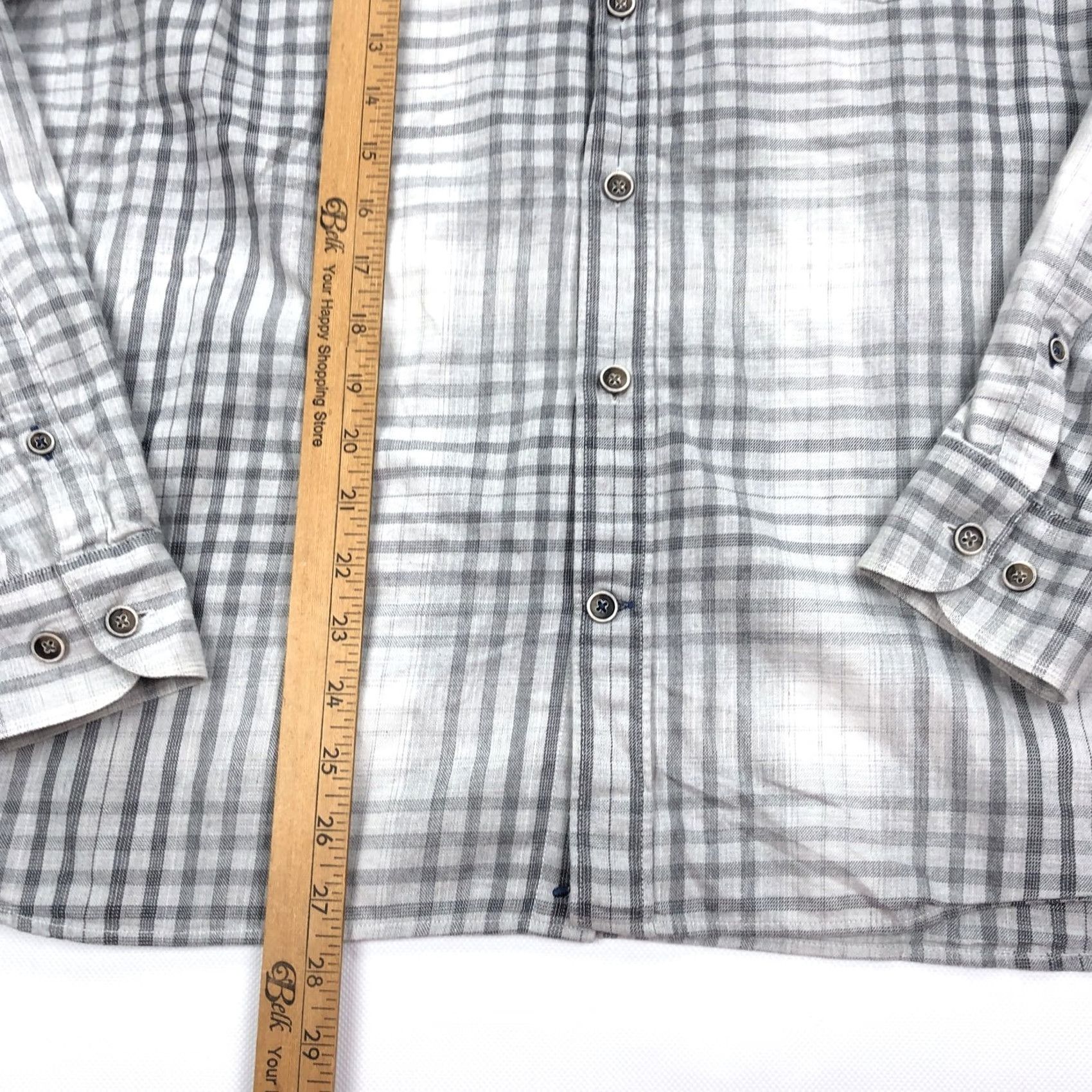 Vintage 32 Bar Blues Shirt Button-Down Gray White Plaid Long Sleeve Cotton Blend M Mens Size US M / EU 48-50 / 2 - 3 Thumbnail