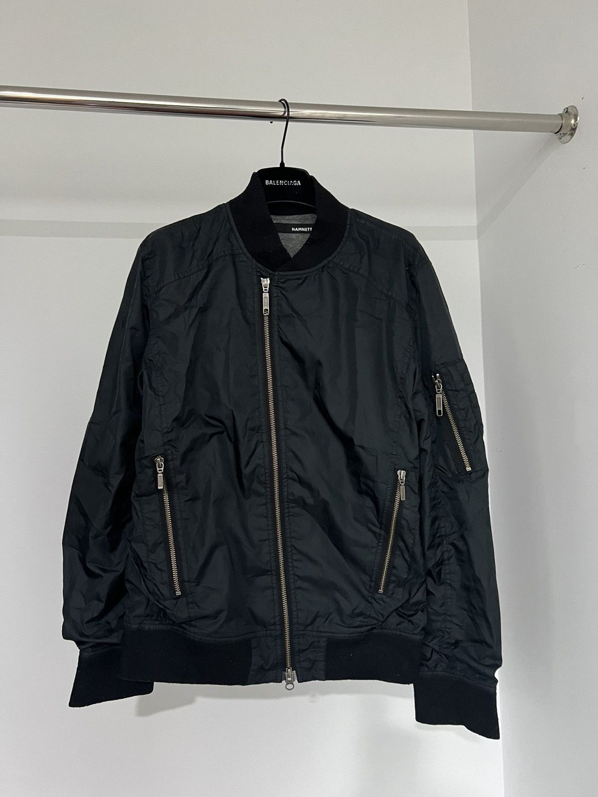 image of Archival Clothing x Katharine Hamnett London Katharine Hamnett Asymmetric Bomber Jacket in Black (S