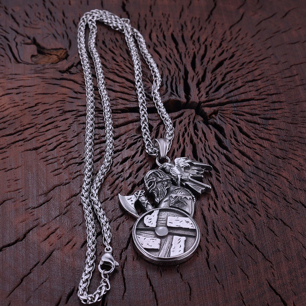 Jewelry × Vintage 23" Vikings Warrior Shield Axe Sparta Steel Nordic Necklace Size ONE SIZE - 4 Thumbnail