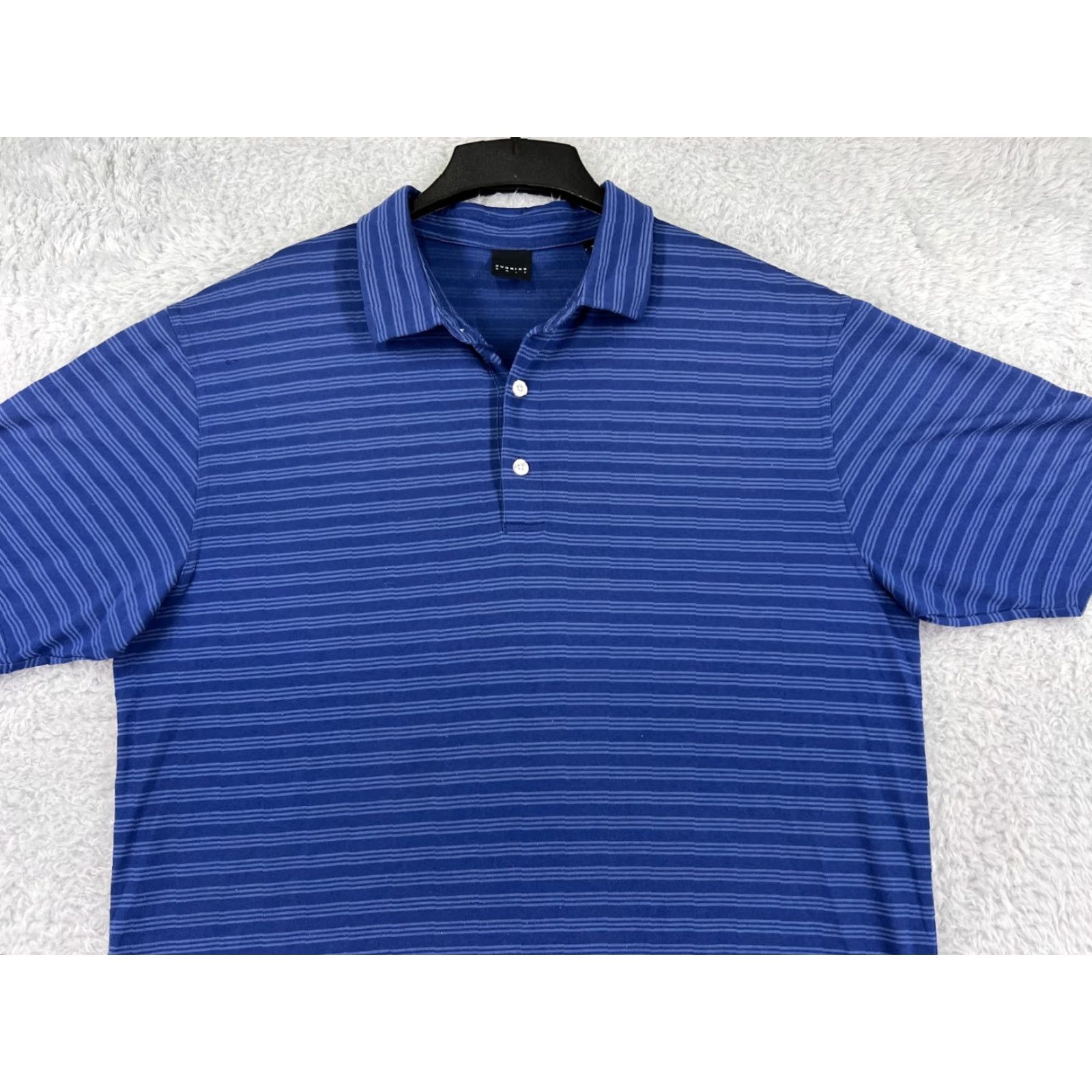 Vintage Dunning Polo Shirt Mens XL Blue Stripe Polyester Blend Sports Polo Shirt Size US XL / EU 56 / 4 - 5 Thumbnail
