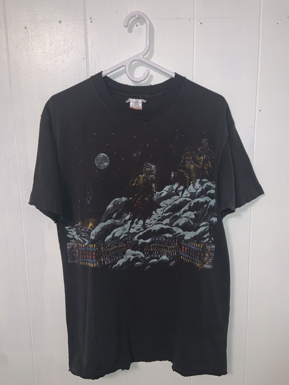 Fruit Of The Loom Vintage 1994 Native American Horse Riding T - Size Large Size US L / EU 52-54 / 3 - 6 Thumbnail