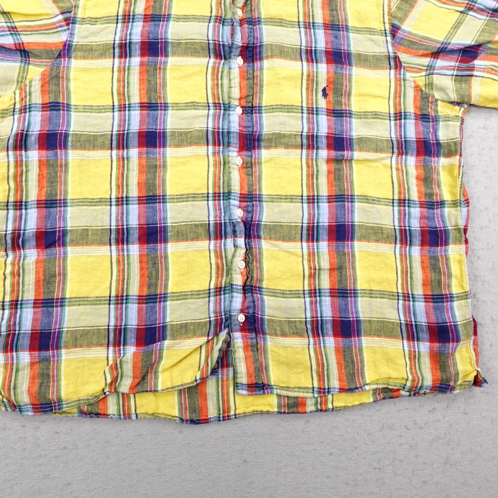 Ralph Lauren Ralph Lauren Button-Up Shirt Men XLT Tall Yellow Blue Plaid Linen Short Sleeve Classic Preppy Size US XL / EU 56 / 4 - 4 Thumbnail