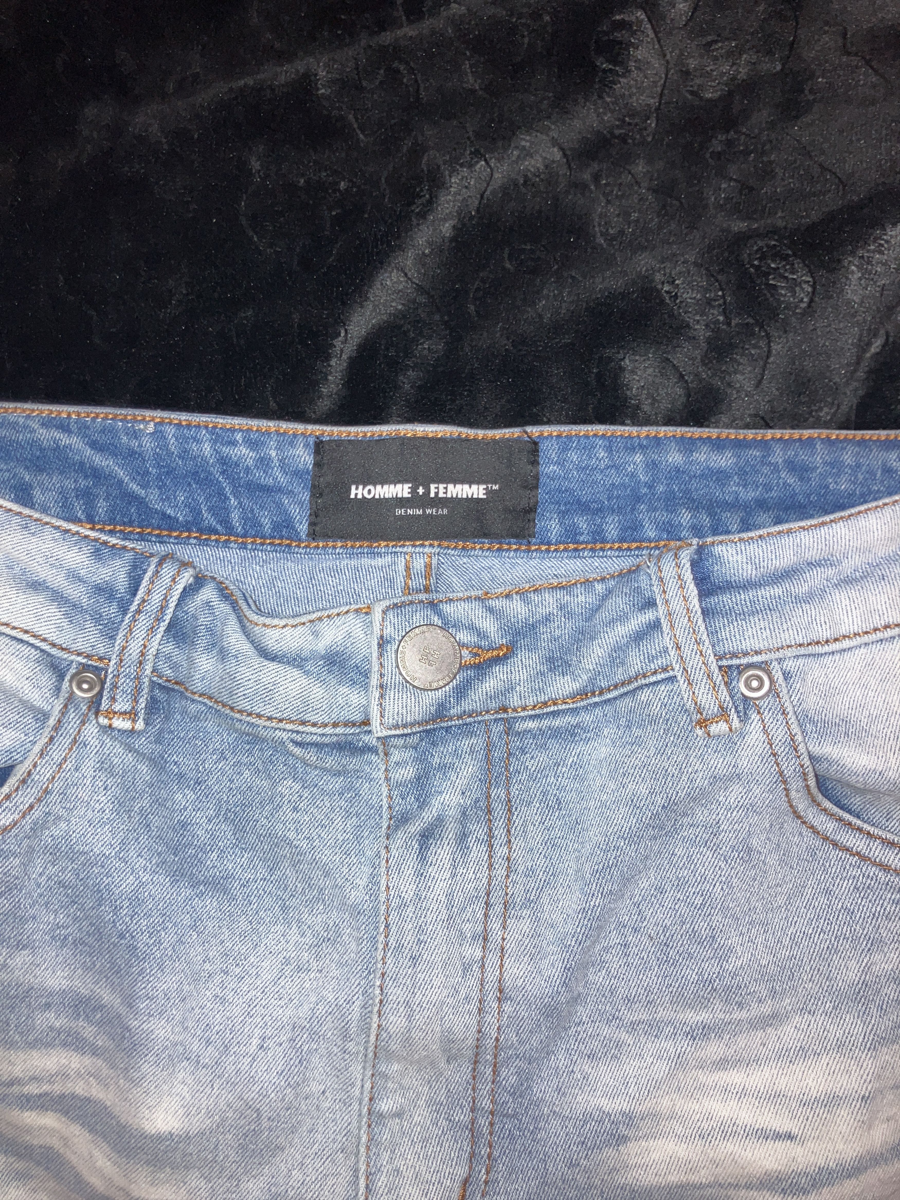 Homme + Femme La Homme Femme Jeans Letterman Denim Blue With Cheetah Letters Size US 36 / EU 52 - 5 Thumbnail