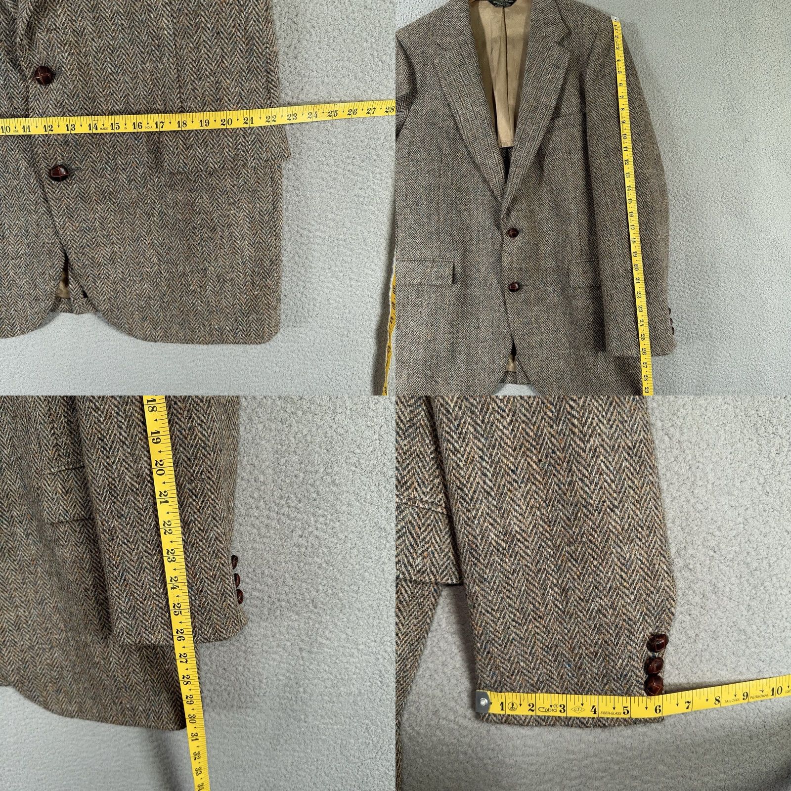 Harris Tweed VINTAGE Harris Tweed Blazer Sport Coat Wool 44 Long Herringbone USA Mens Long Coat 3-Button Notch Lapel Brown Size 44R - 9 Thumbnail
