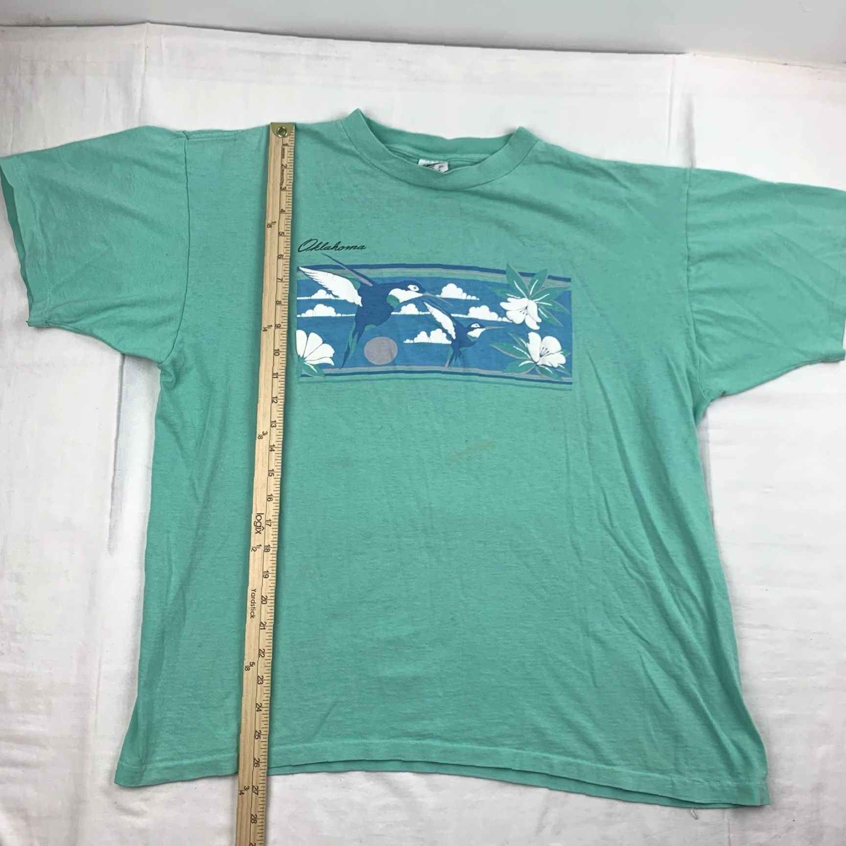 Anvil Vintage Anvil Oklahoma T-Shirt Adult XL Blue 90s Animals Nature Crew Neck Short Sleeve Mens Size US XL / EU 56 / 4 - 6 Thumbnail