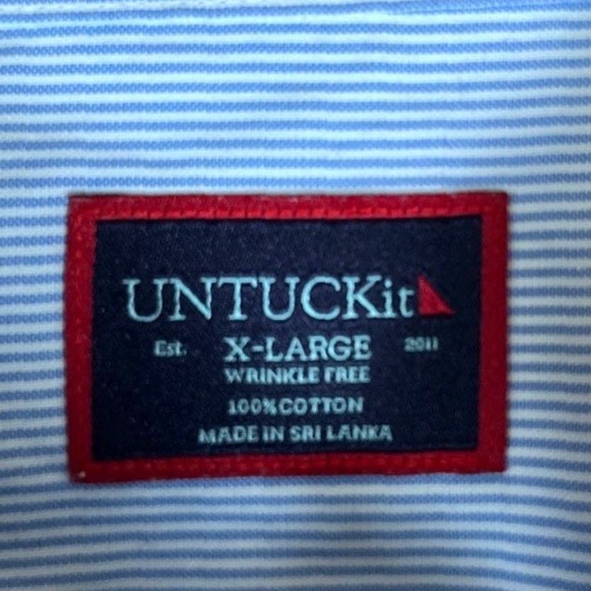 UNTUCKit UNTUCKit Mens Shirt Blue White Stripe Button Down Wrinkle Free Long Sleeve XL Size US XL / EU 56 / 4 - 6 Thumbnail