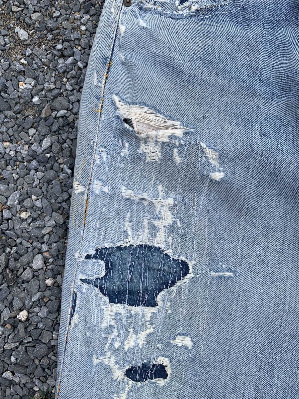 Kapital VINTAGE LEVIS 501XX BIG E SELVEDGE DAMAGE DISTRESSED DENIM Size US 30 / EU 46 - 19 Thumbnail