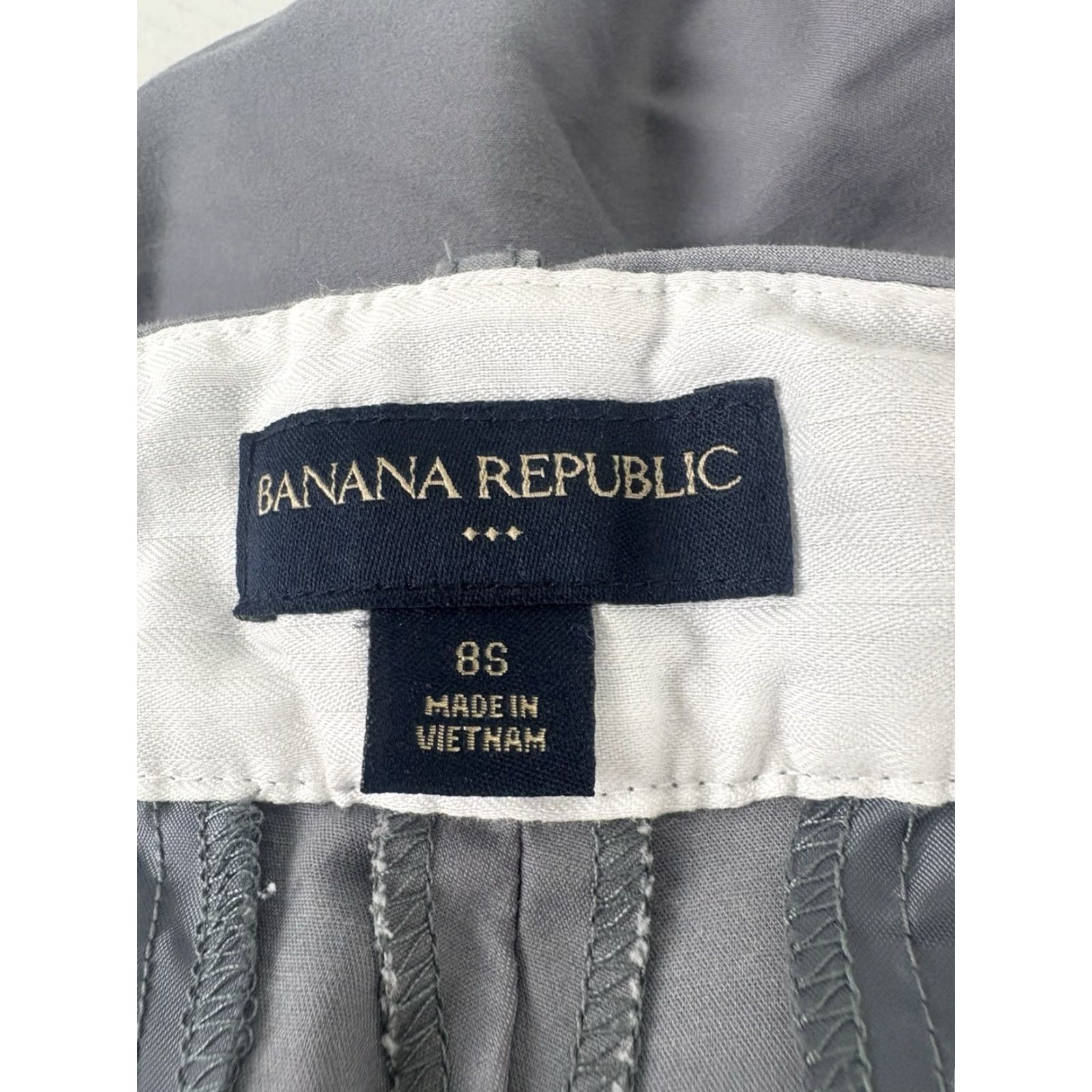Banana Republic Banana Republic Women's Wide Leg Cuffed Dress Pants Size 8P Gray Cotton Spandex Business Casual Size 30" / US 8 / IT 44 - 7 Thumbnail