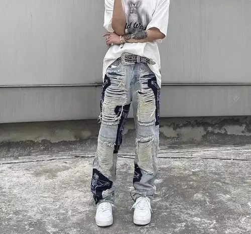 Japanese Brand Street hip hop grunge raw edge jeans Size US 32 / EU 48 - 1 Thumbnail