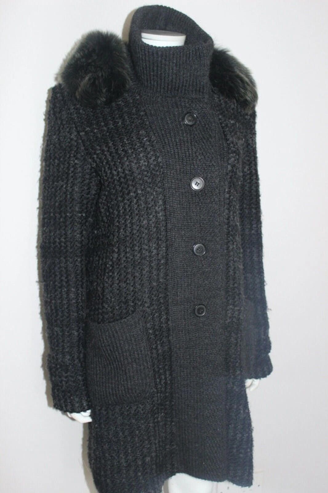 Other Vanessa Bruno Wool Knitted Coat fur collar F42 size 12- 14 Size M / US 6-8 / IT 42-44 - 2 Thumbnail