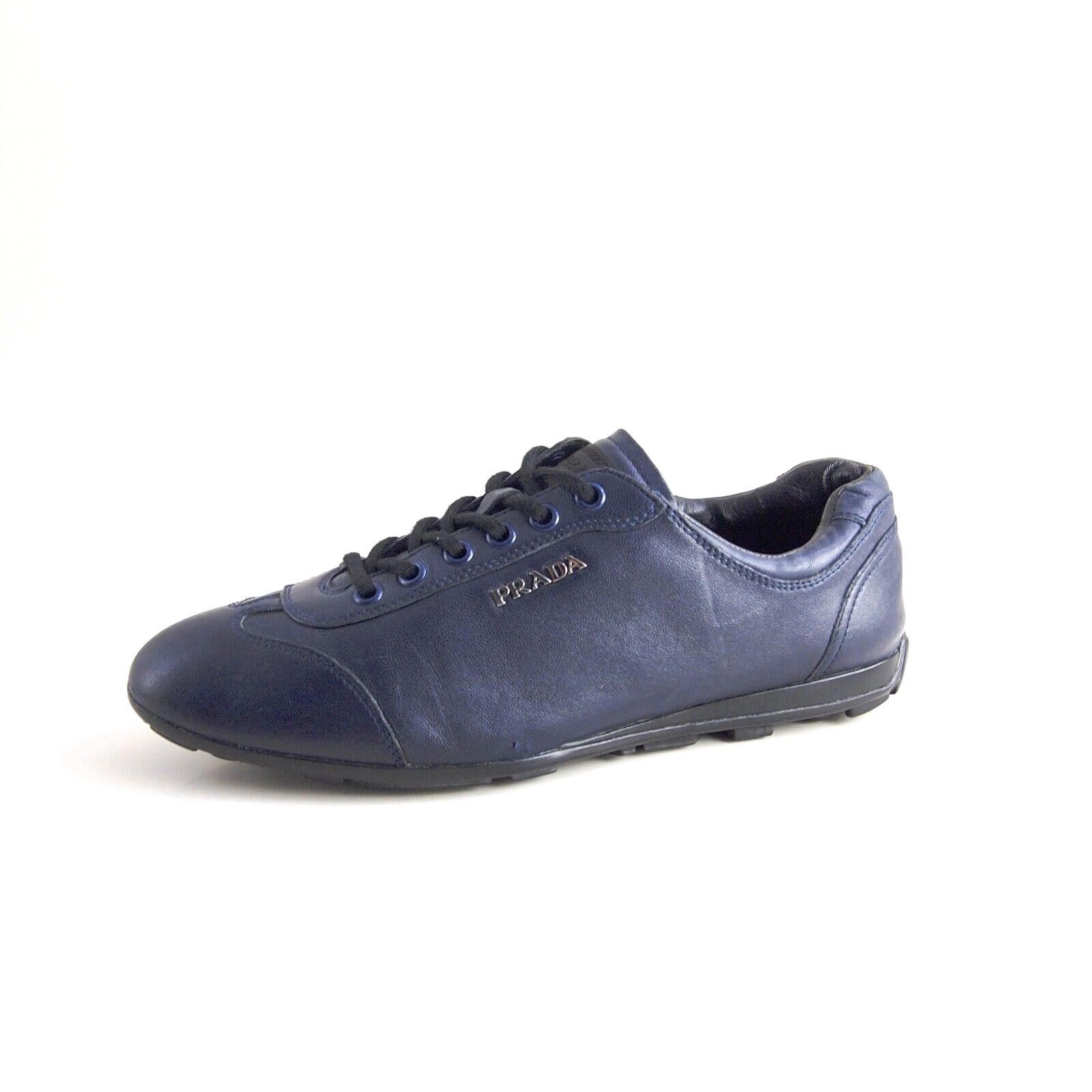 Prada 3E4900 Sneakers Blue Leather Womens US 6.5 EU 36.5