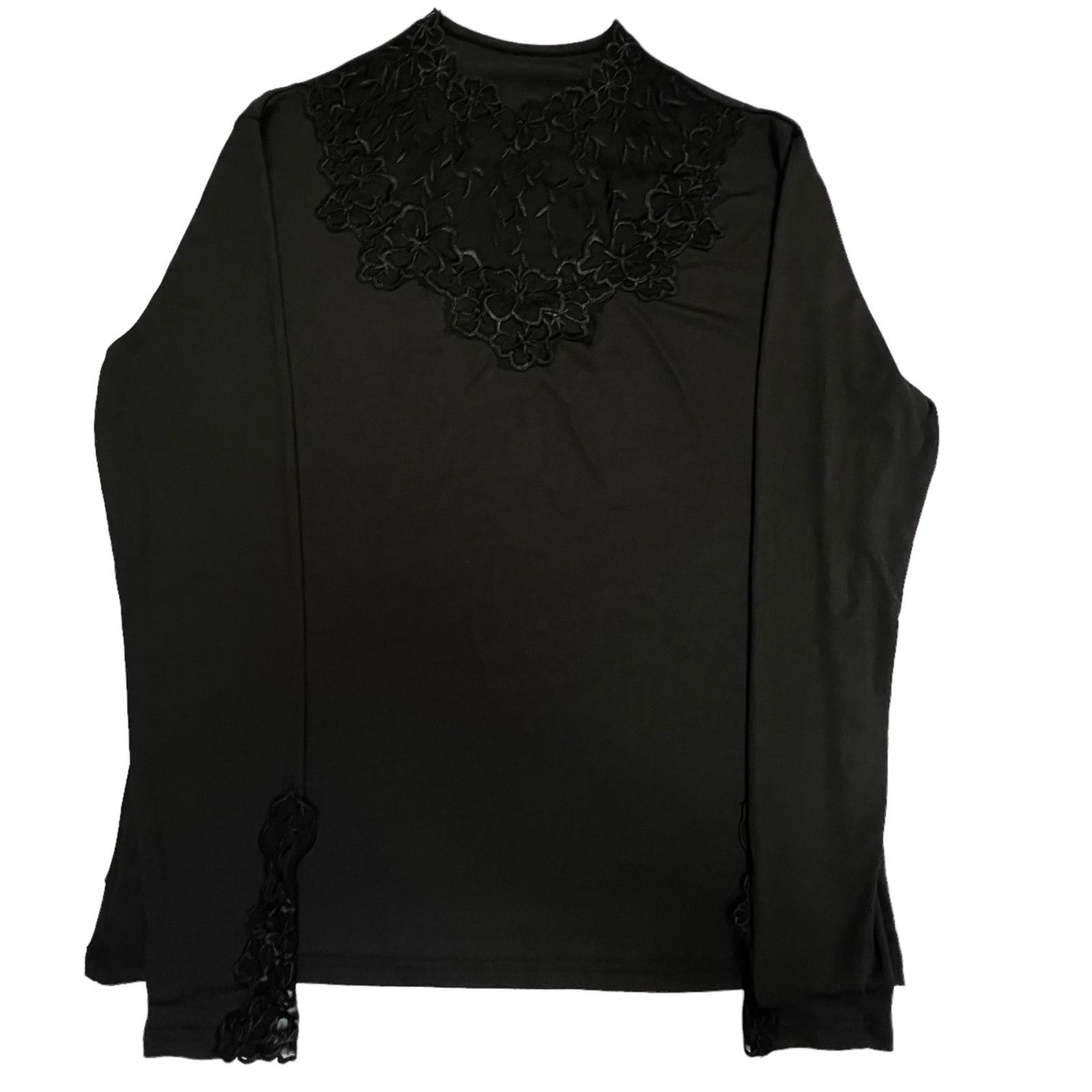 Other Woman’s Black Long Sleeve Top with Floral Lace Accents Size 3XL / US 20-22 - 1 Thumbnail