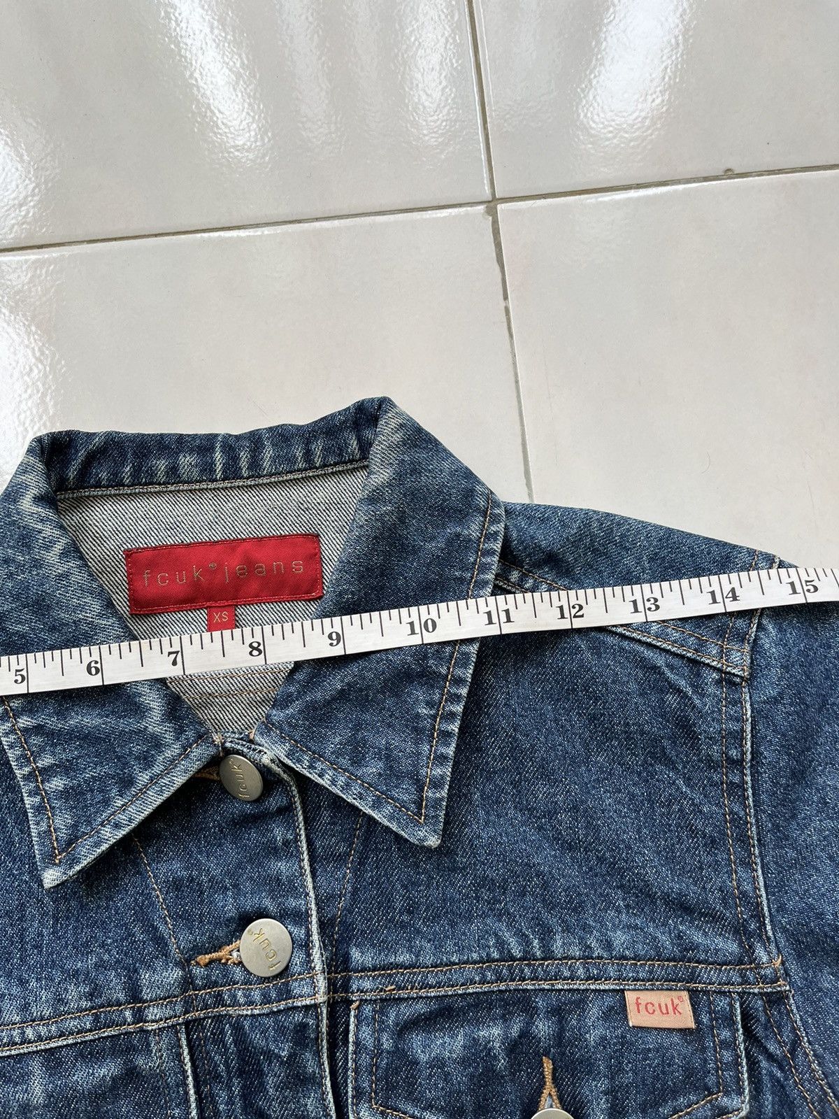 FCUK × French Connection FCUK Cropped Denim Jacket Size XS / US 0-2 / IT 36-38 - 13 Thumbnail