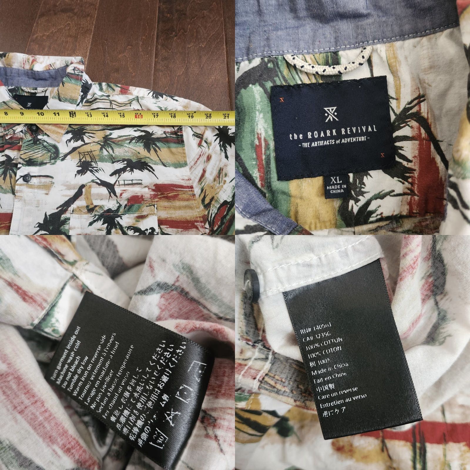 Roark Roark Revival Mens XL Button-Up Short Sleeve Shirt Tropical Palm Print Multicolor Cotton Regular Handcrafted? Size US XL / EU 56 / 4 - 9 Thumbnail